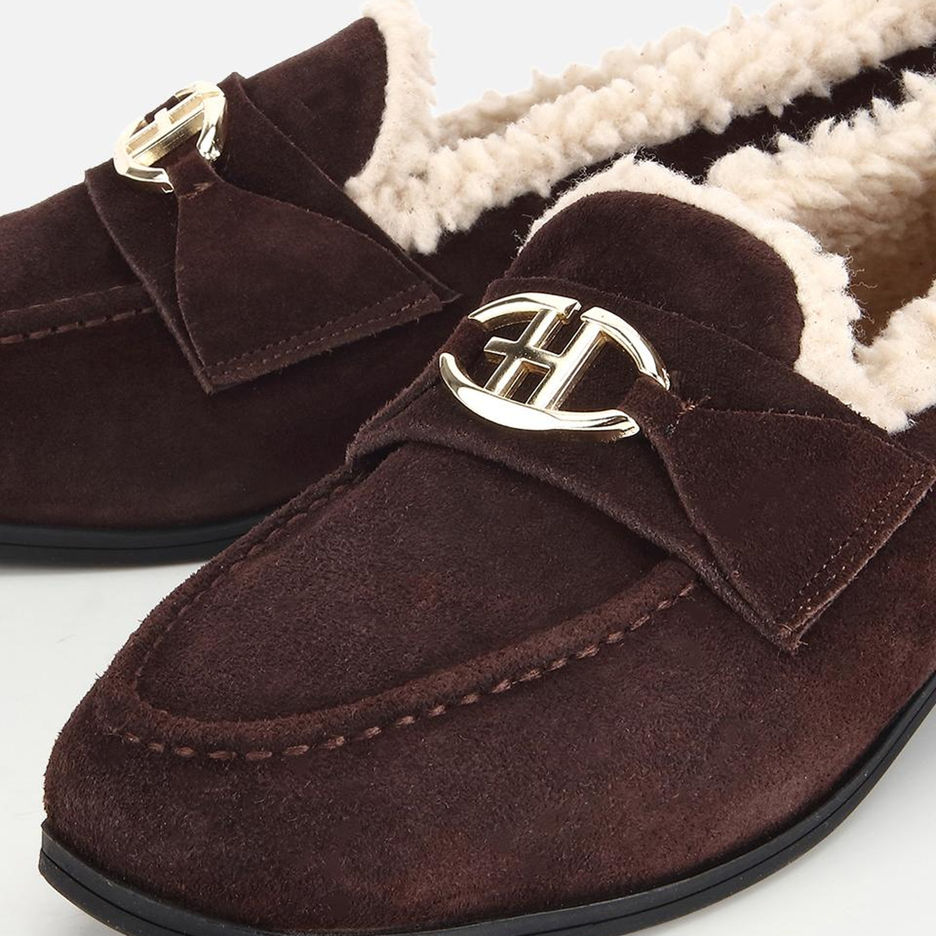 Kadın Süet Deri Kahverengi İçi Kürklü Klasik Loafer