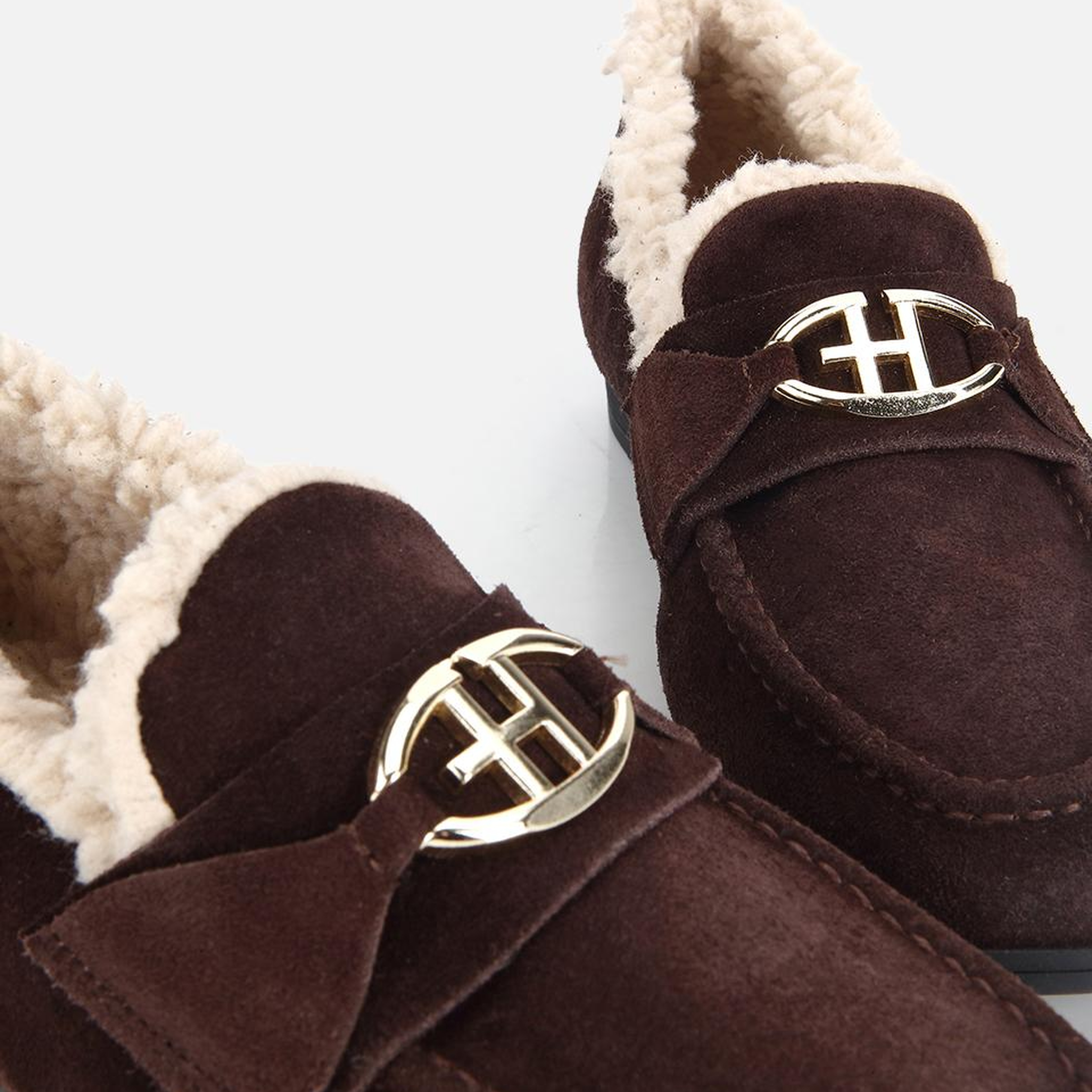 Kadın Süet Deri Kahverengi İçi Kürklü Klasik Loafer