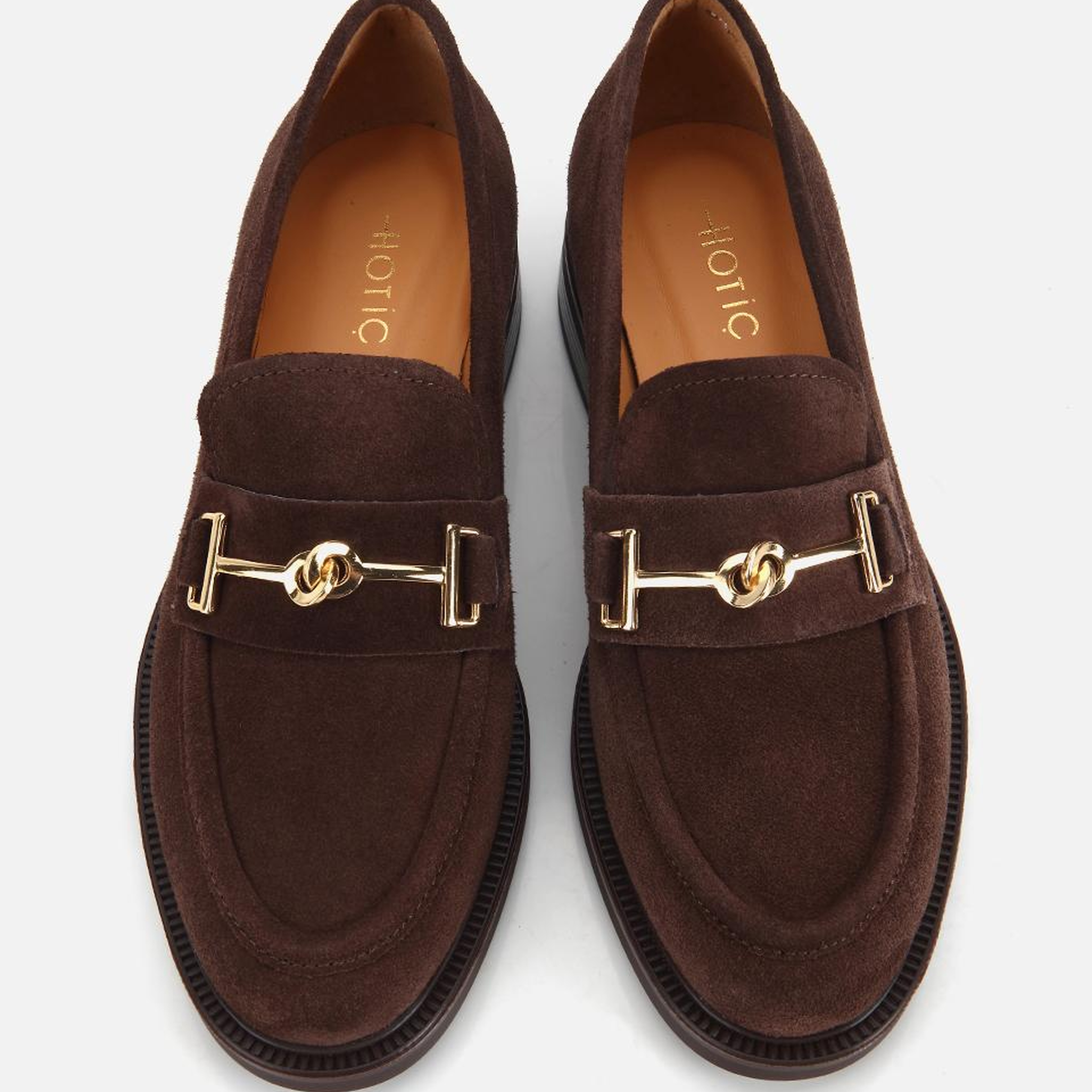 Kadın Süet Deri Kahverengi Tokalı Klasik Loafer