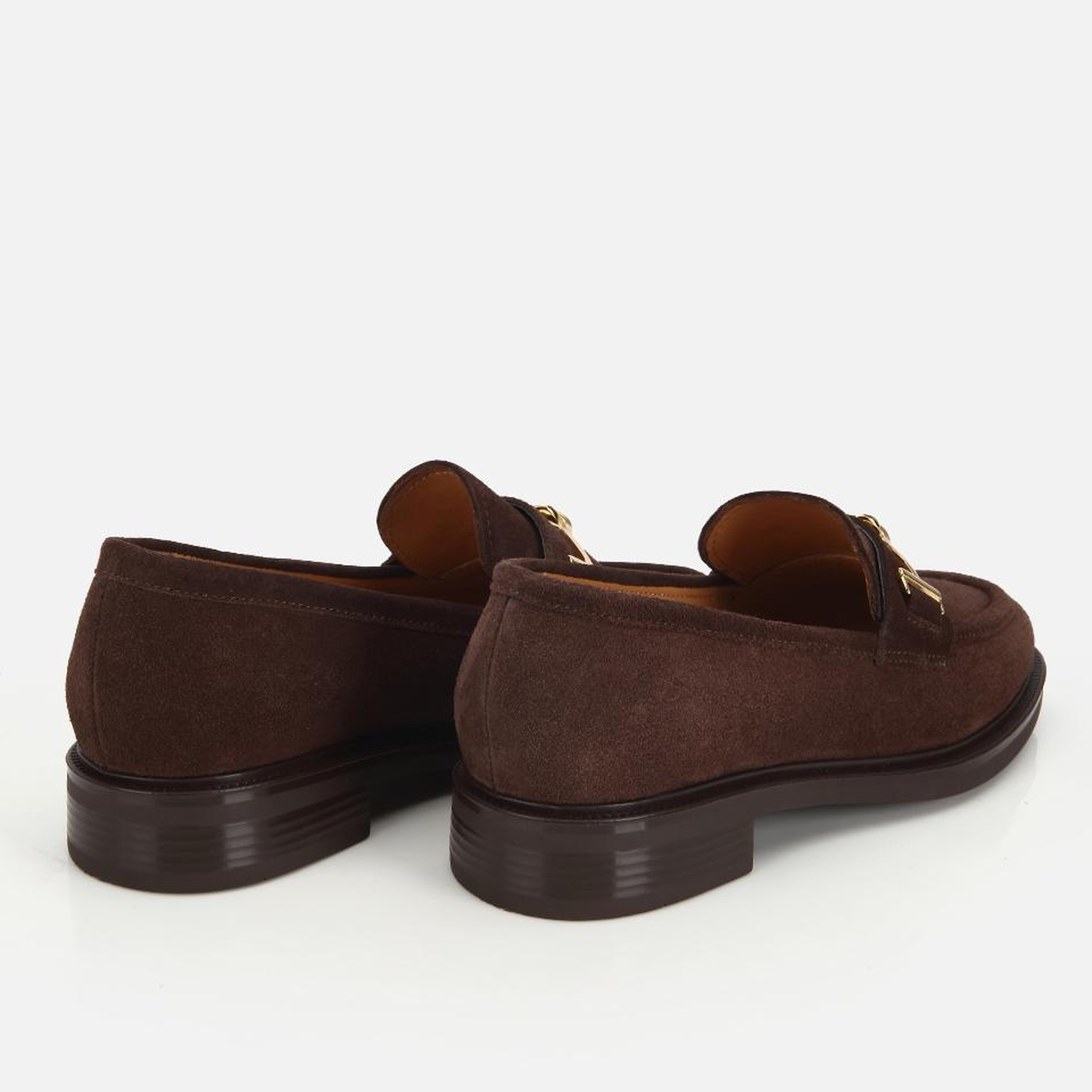 Kadın Süet Deri Kahverengi Tokalı Klasik Loafer
