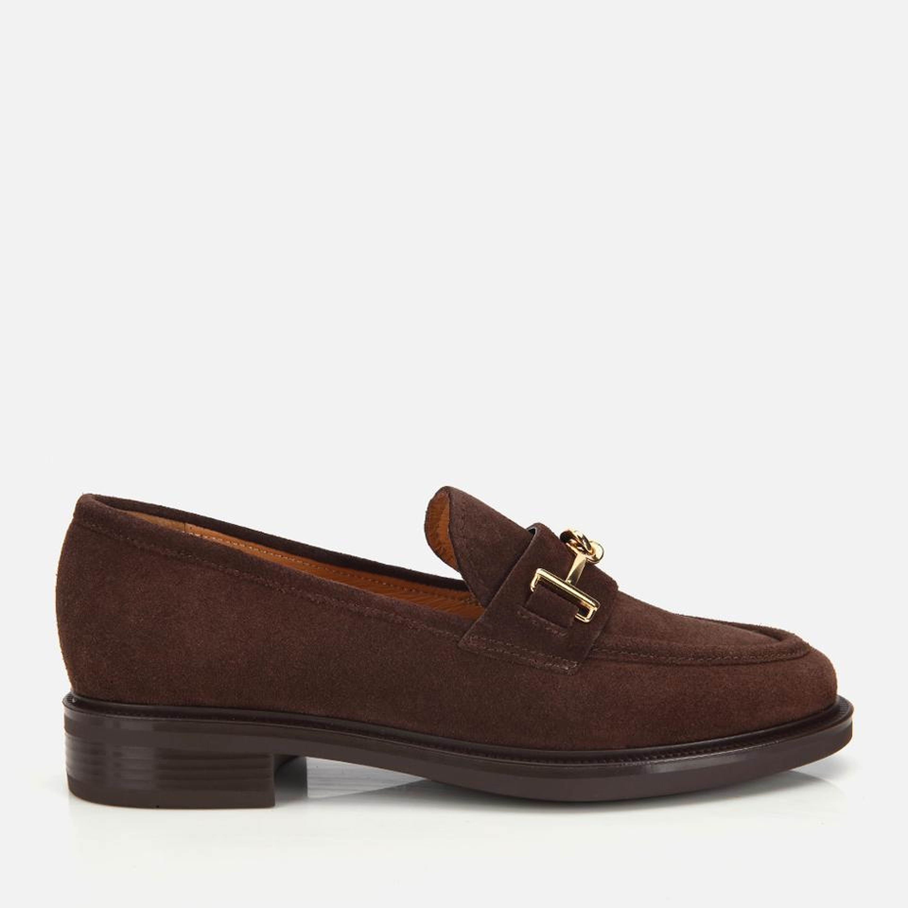 Kadın Süet Deri Kahverengi Tokalı Klasik Loafer