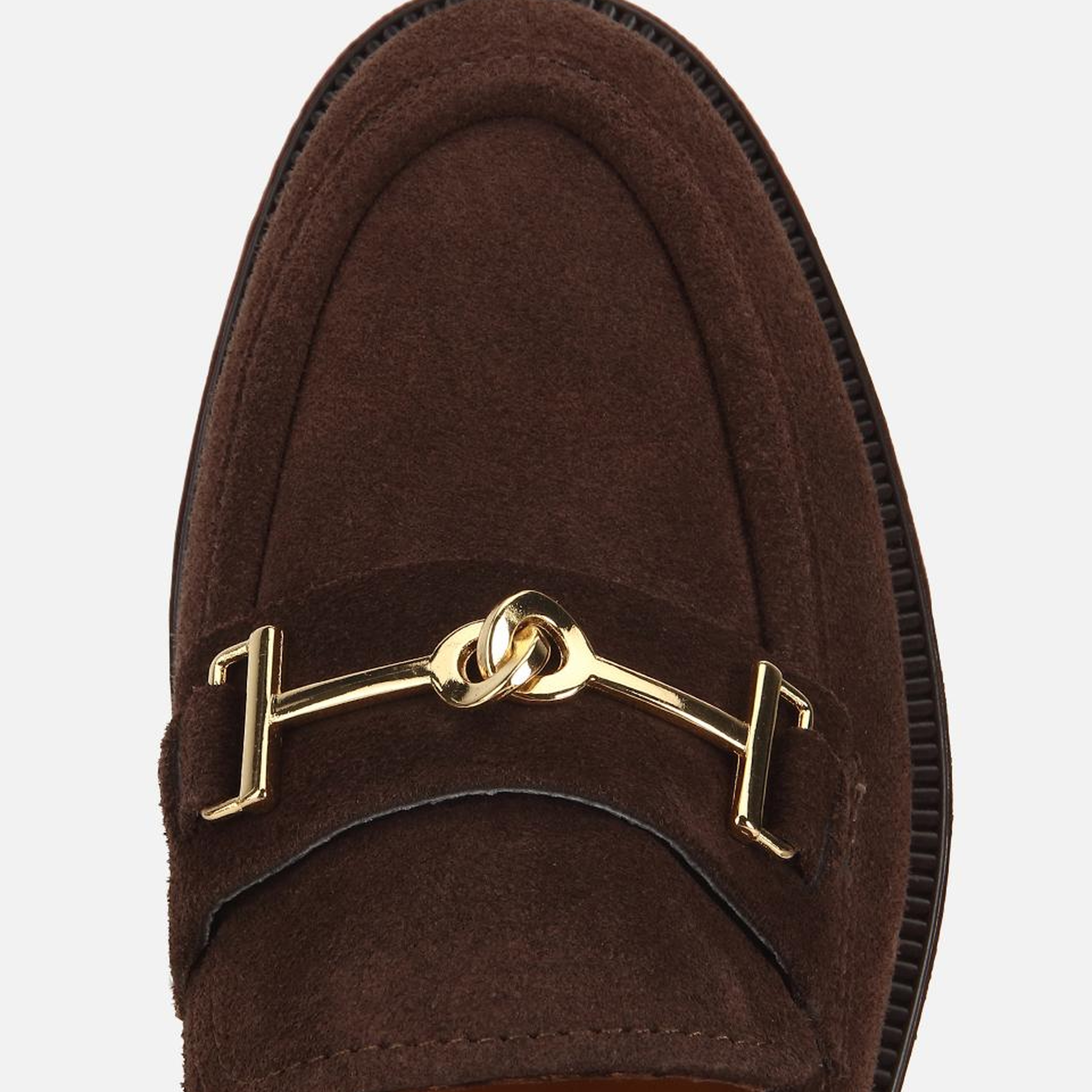 Kadın Süet Deri Kahverengi Tokalı Klasik Loafer