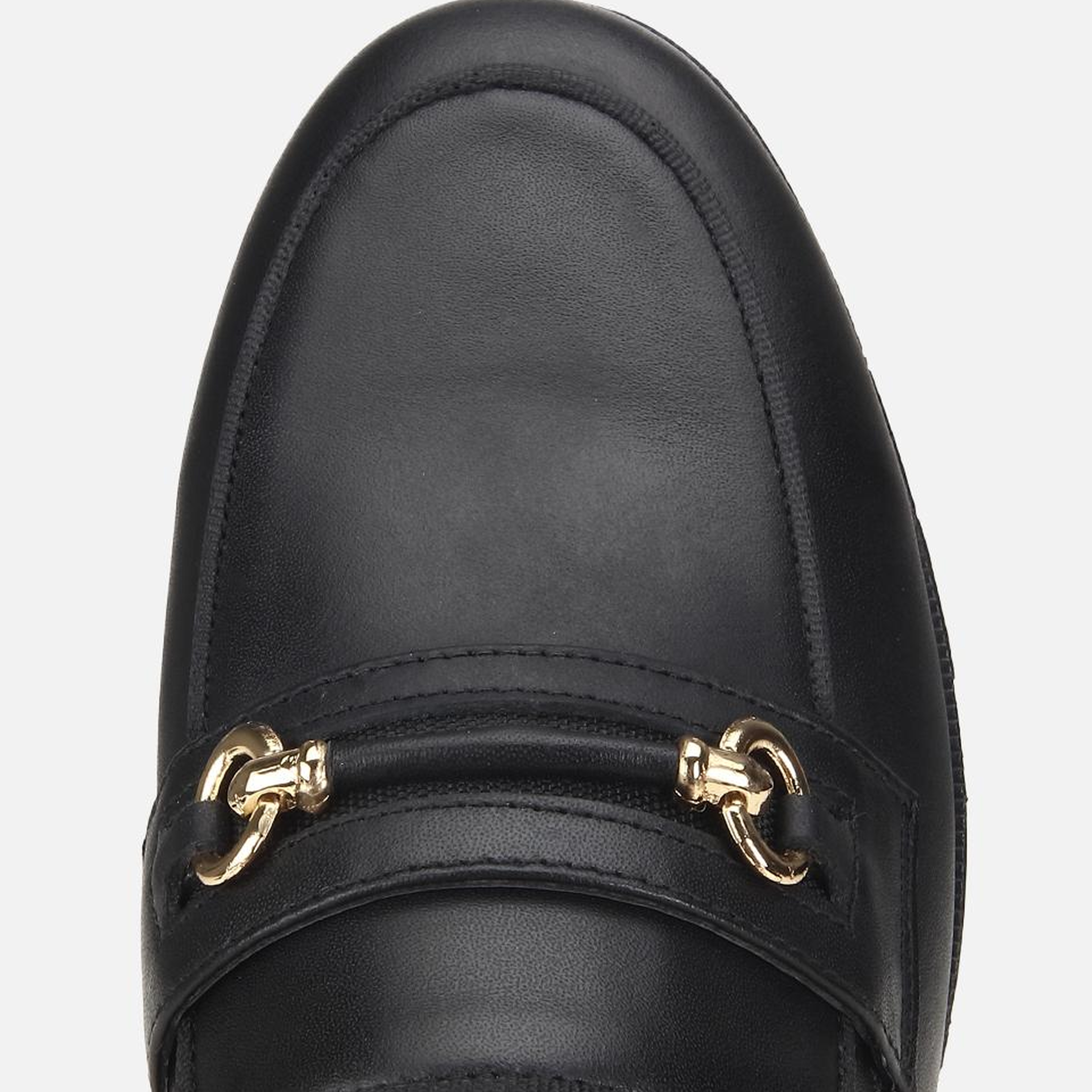 Kadın Deri Siyah Tokalı Klasik Loafer