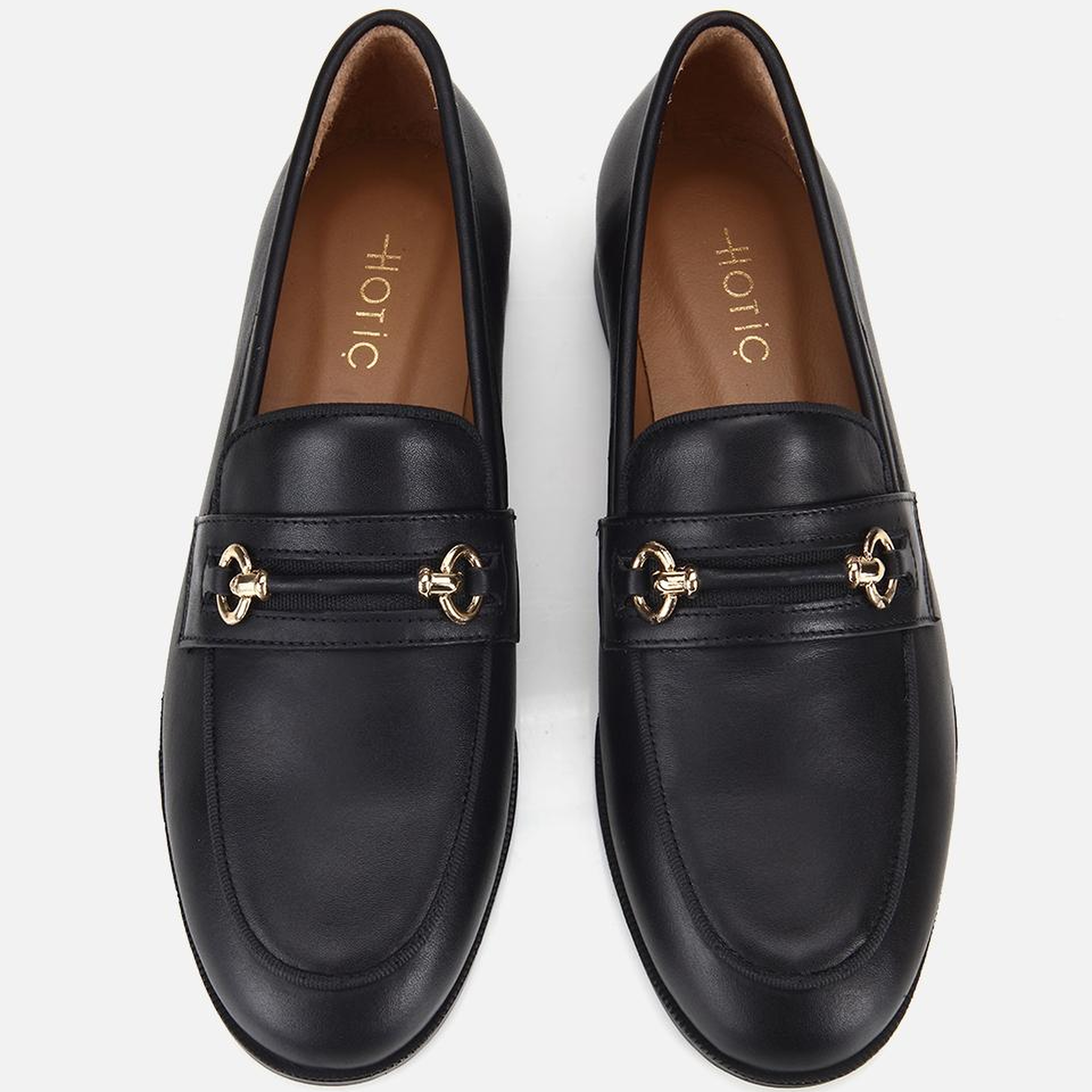 Kadın Deri Siyah Tokalı Klasik Loafer