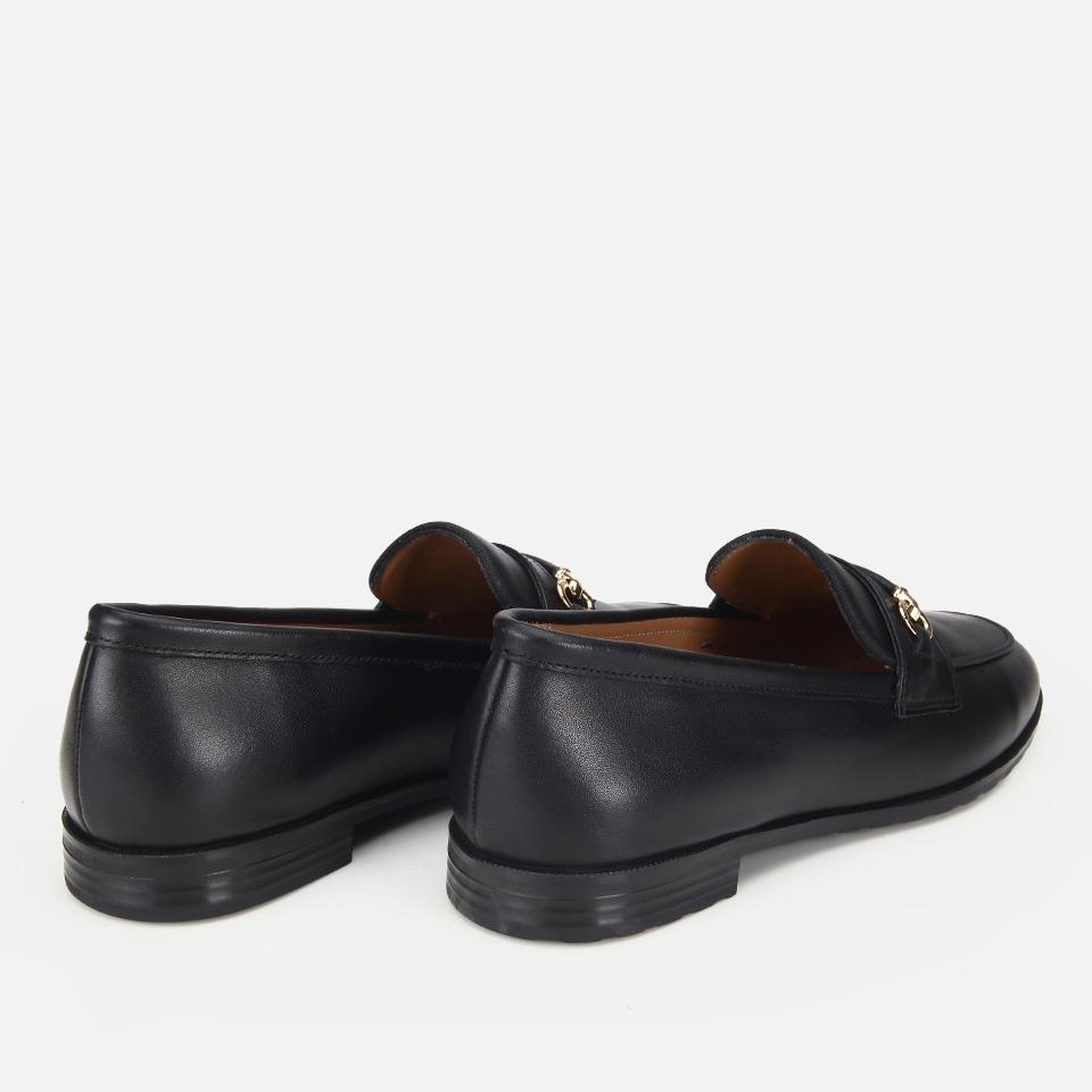 Kadın Deri Siyah Tokalı Klasik Loafer