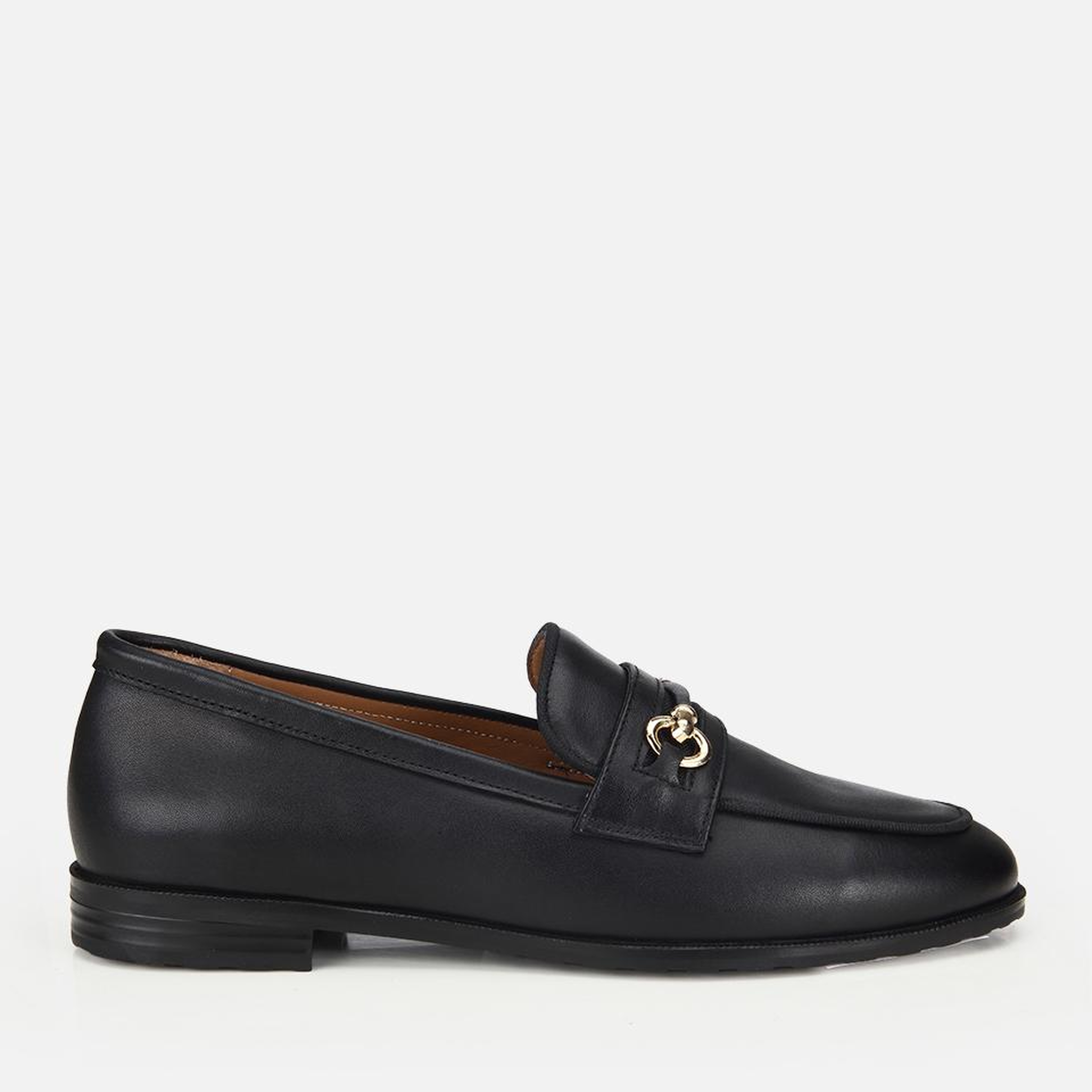 Kadın Deri Siyah Tokalı Klasik Loafer