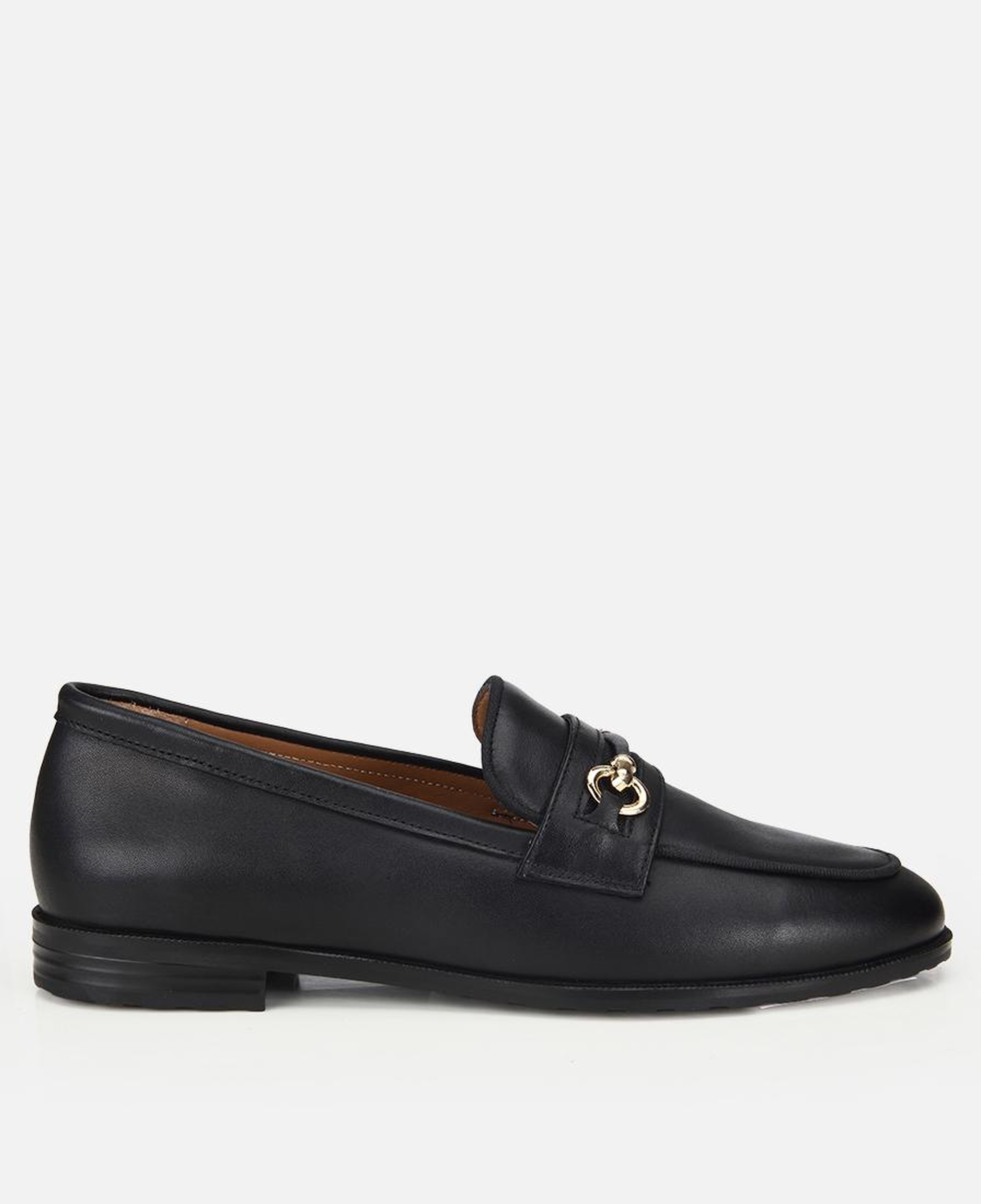 Kadın Deri Siyah Tokalı Klasik Loafer