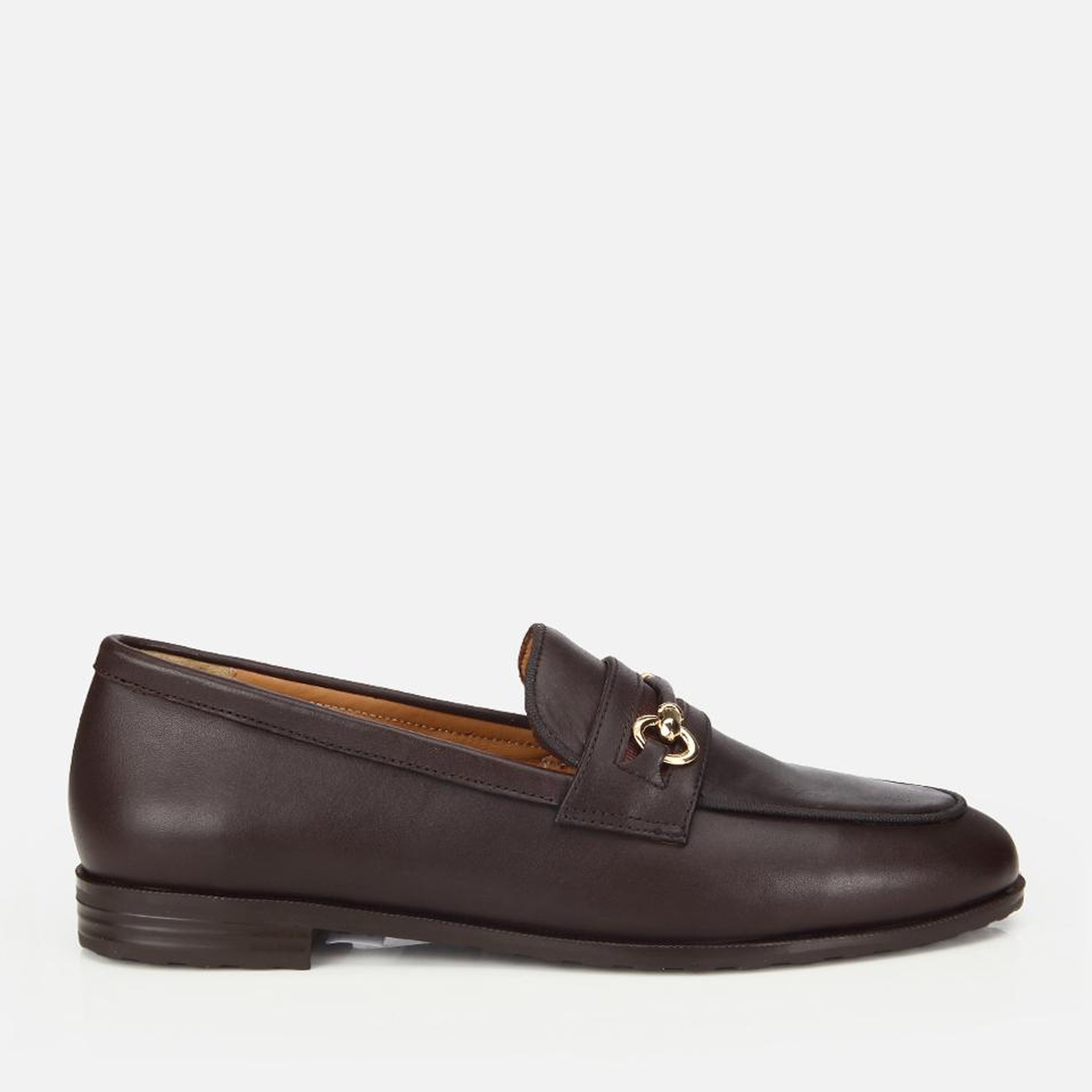 Kadın Deri Kahverengi Tokalı Klasik Loafer
