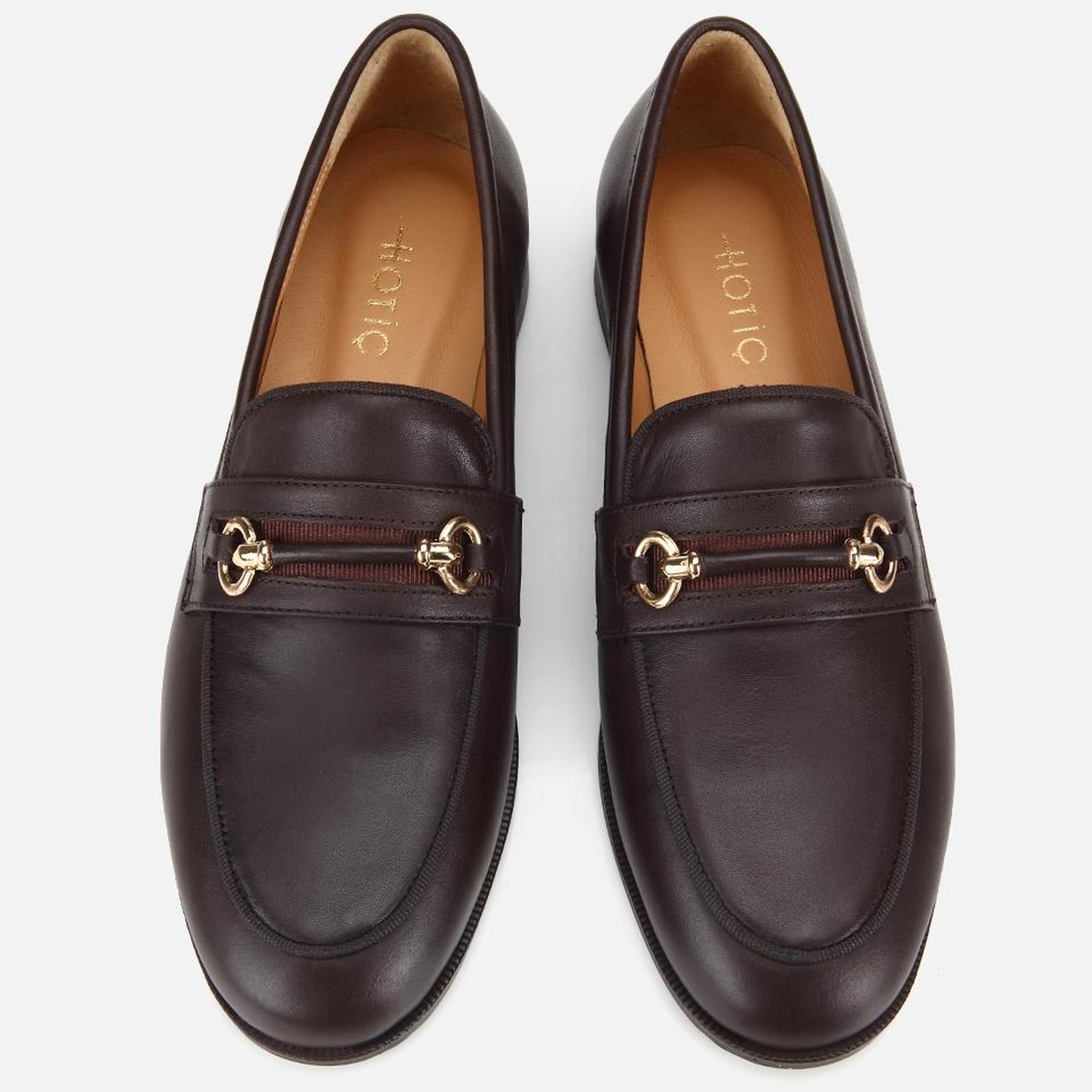 Kadın Deri Kahverengi Tokalı Klasik Loafer
