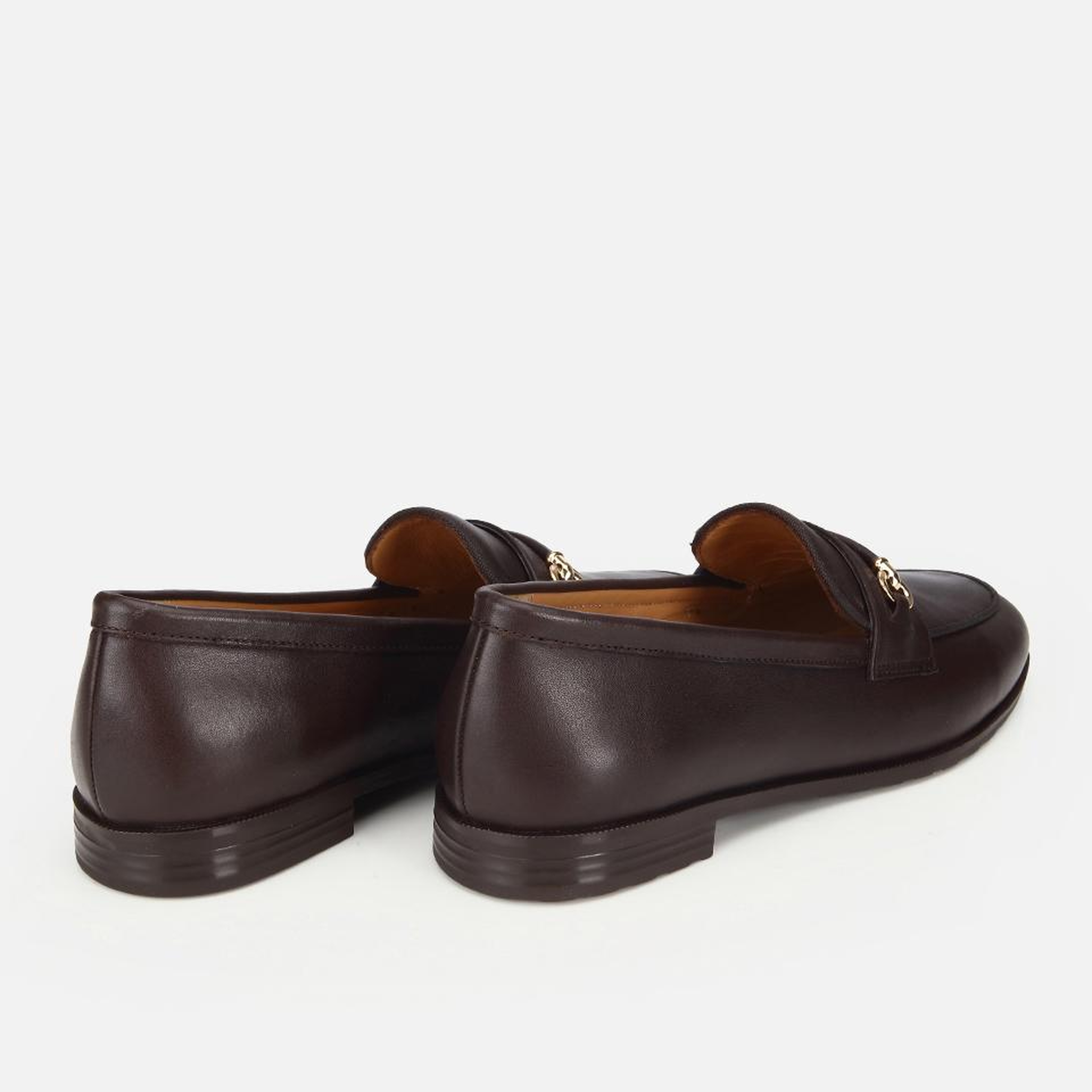 Kadın Deri Kahverengi Tokalı Klasik Loafer