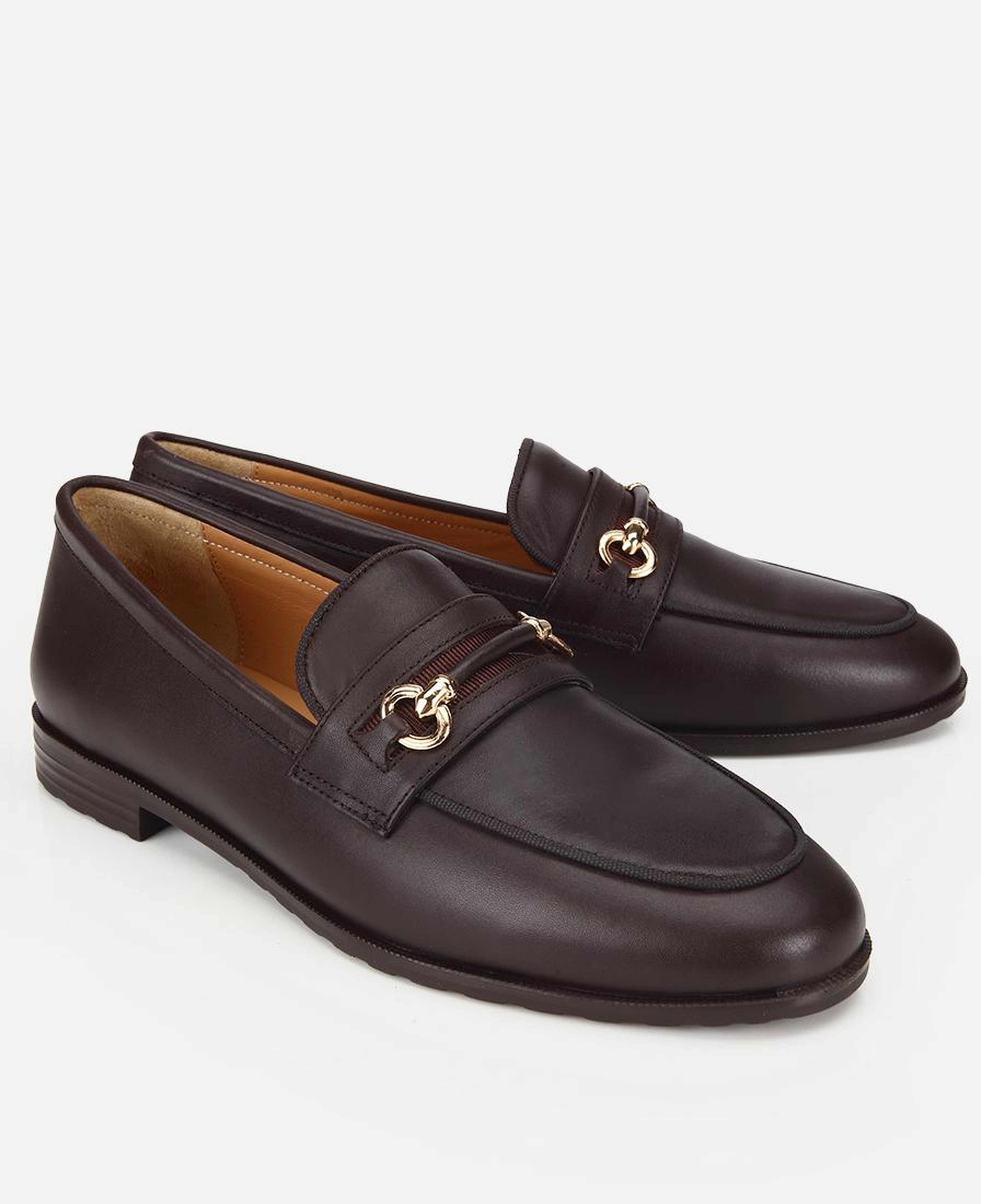 Kadın Deri Kahverengi Tokalı Klasik Loafer