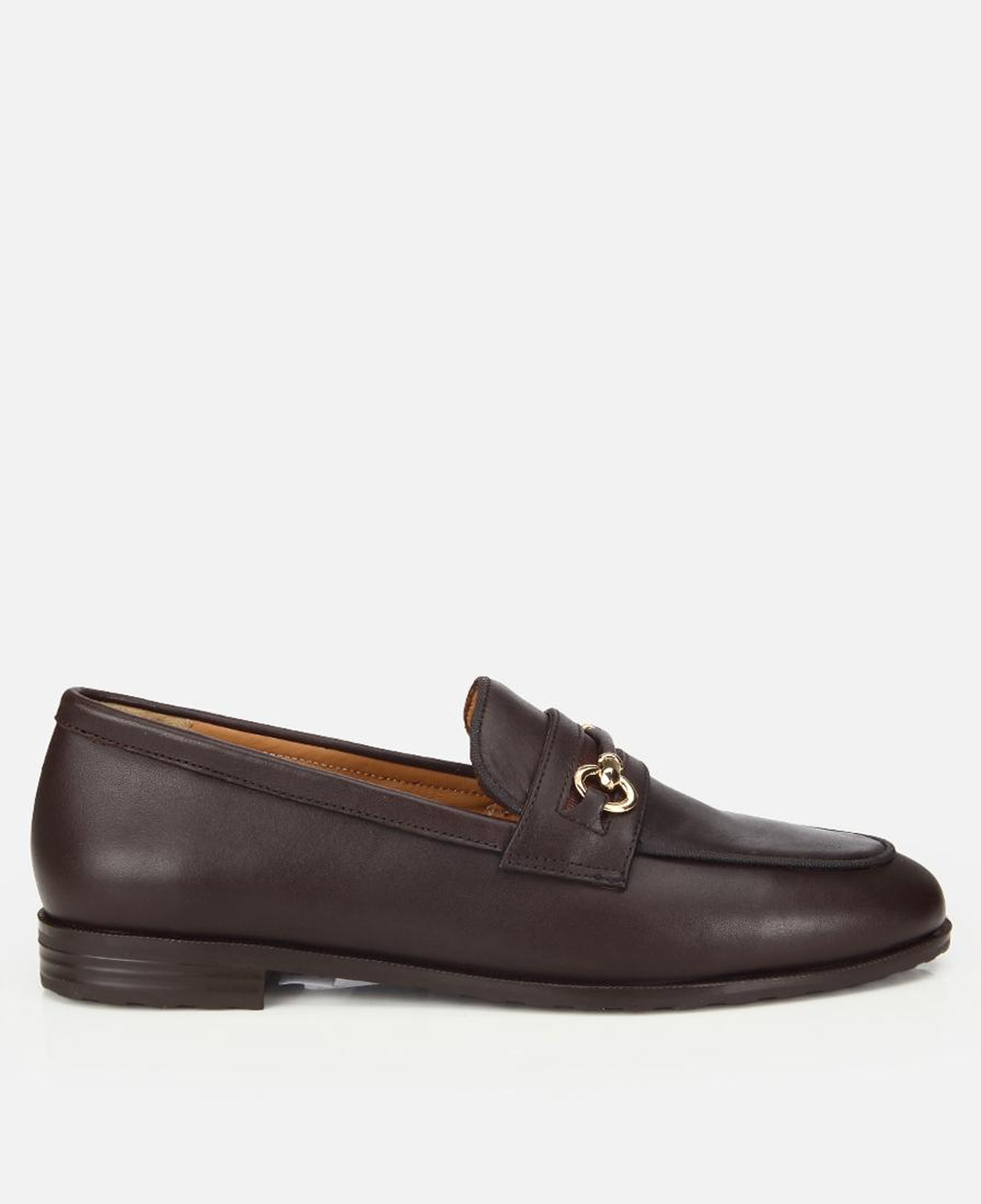 Kadın Deri Kahverengi Tokalı Klasik Loafer