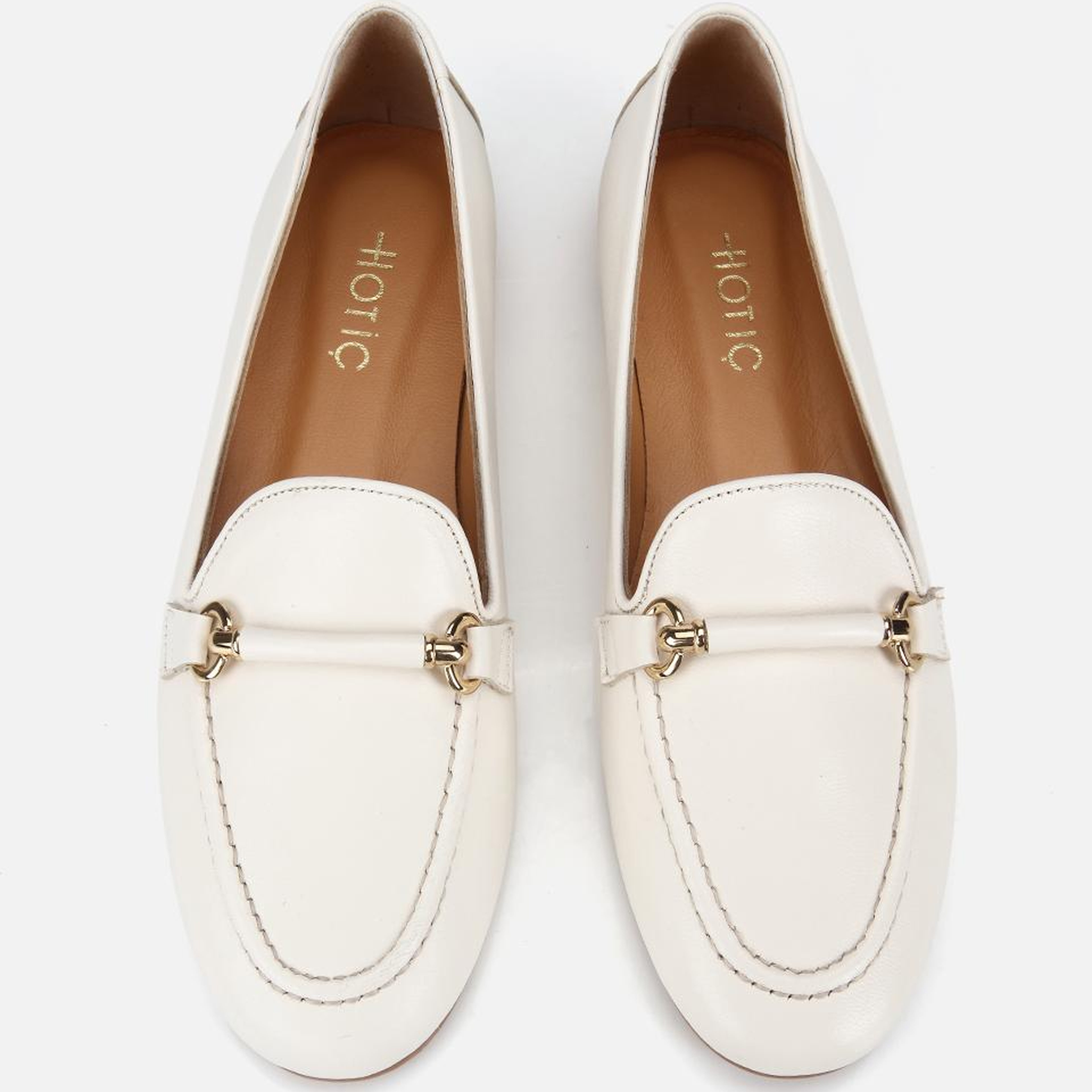 Kadın Deri Ekru Toka Detaylı Klasik Loafer