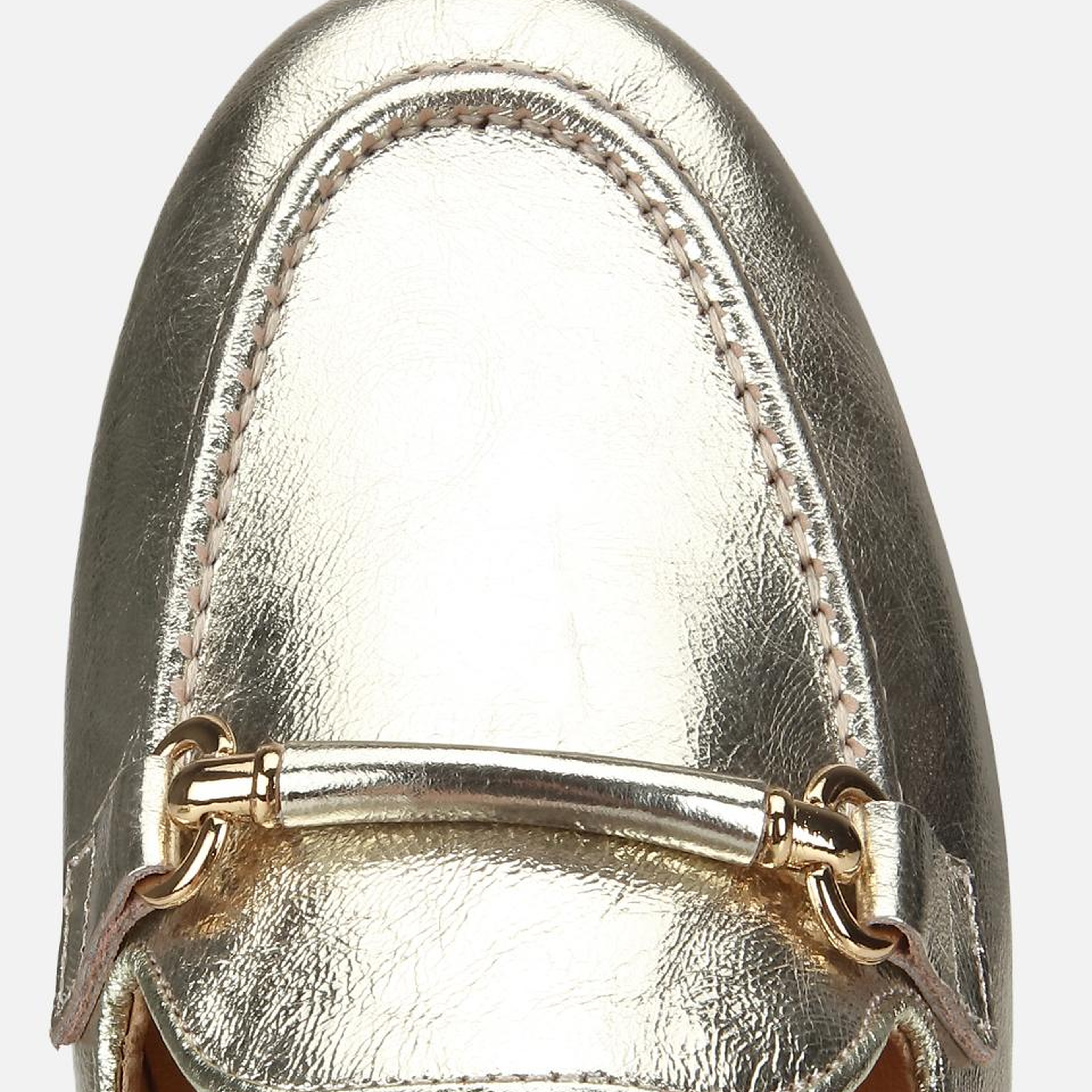 Kadın Deri Gold Metalik Klasik Loafer