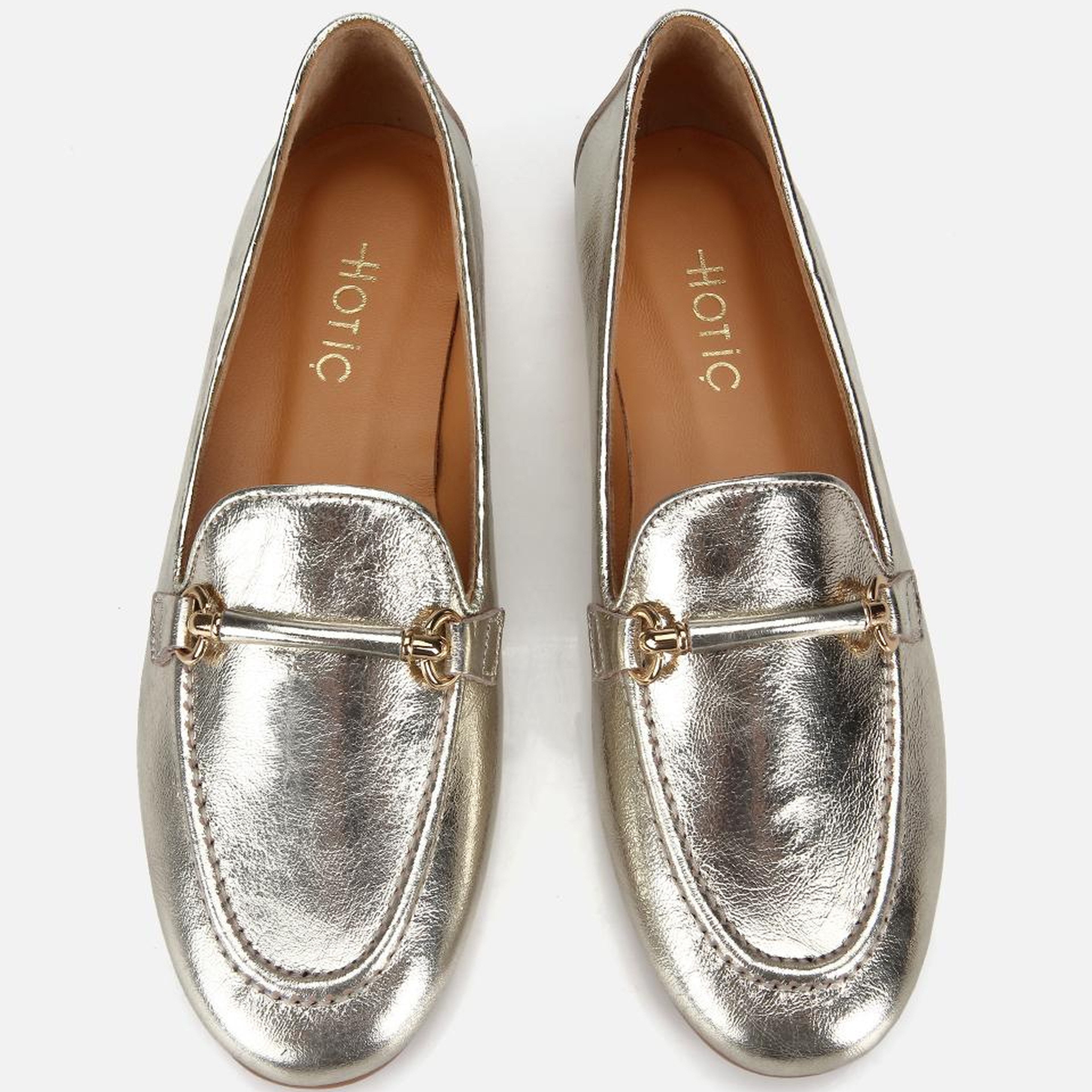 Kadın Deri Gold Metalik Klasik Loafer