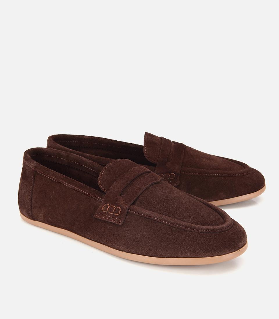 Kadın Süet Deri Kahverengi Yumuşak Dokulu Klasik Loafer