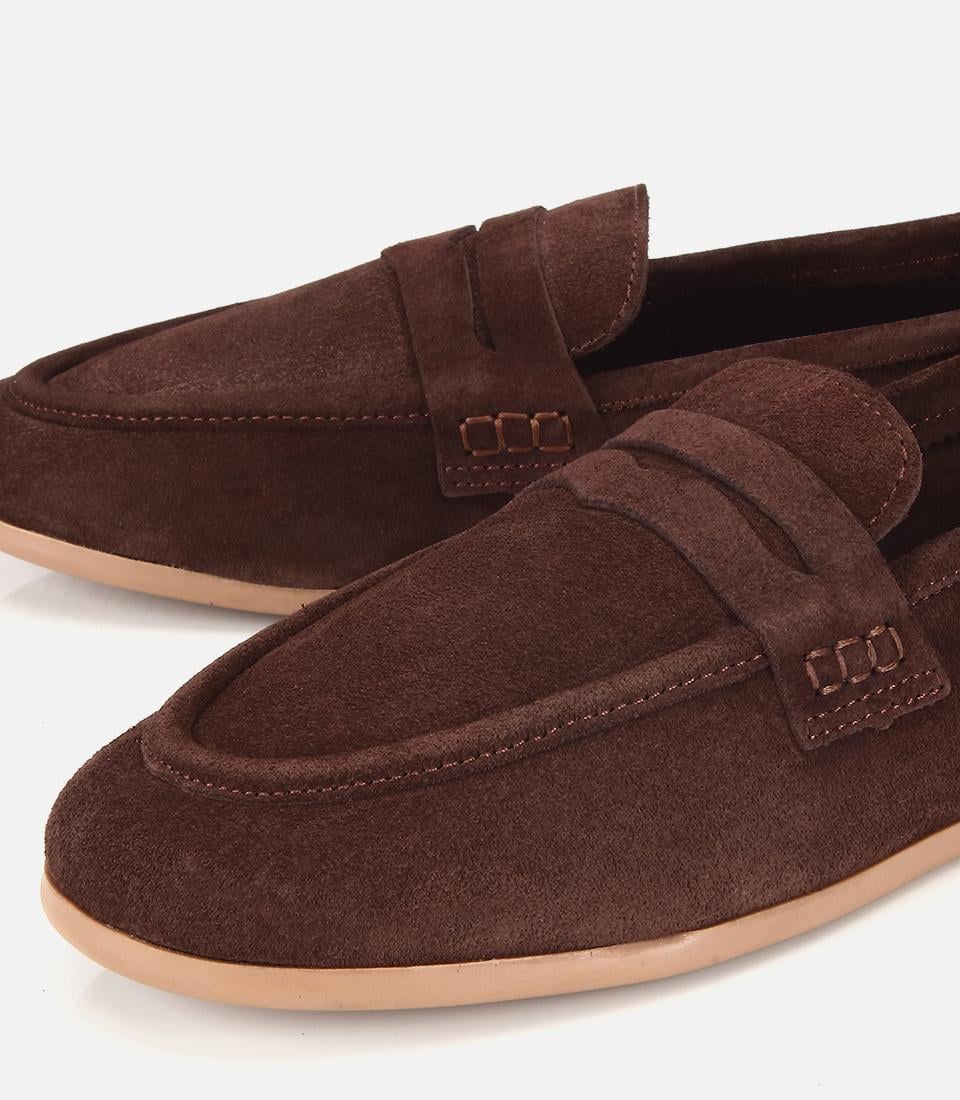 Kadın Süet Deri Kahverengi Yumuşak Dokulu Klasik Loafer