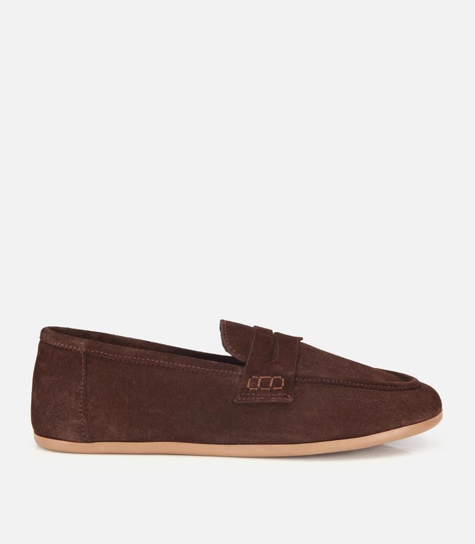 Kadın Süet Deri Kahverengi Yumuşak Dokulu Klasik Loafer