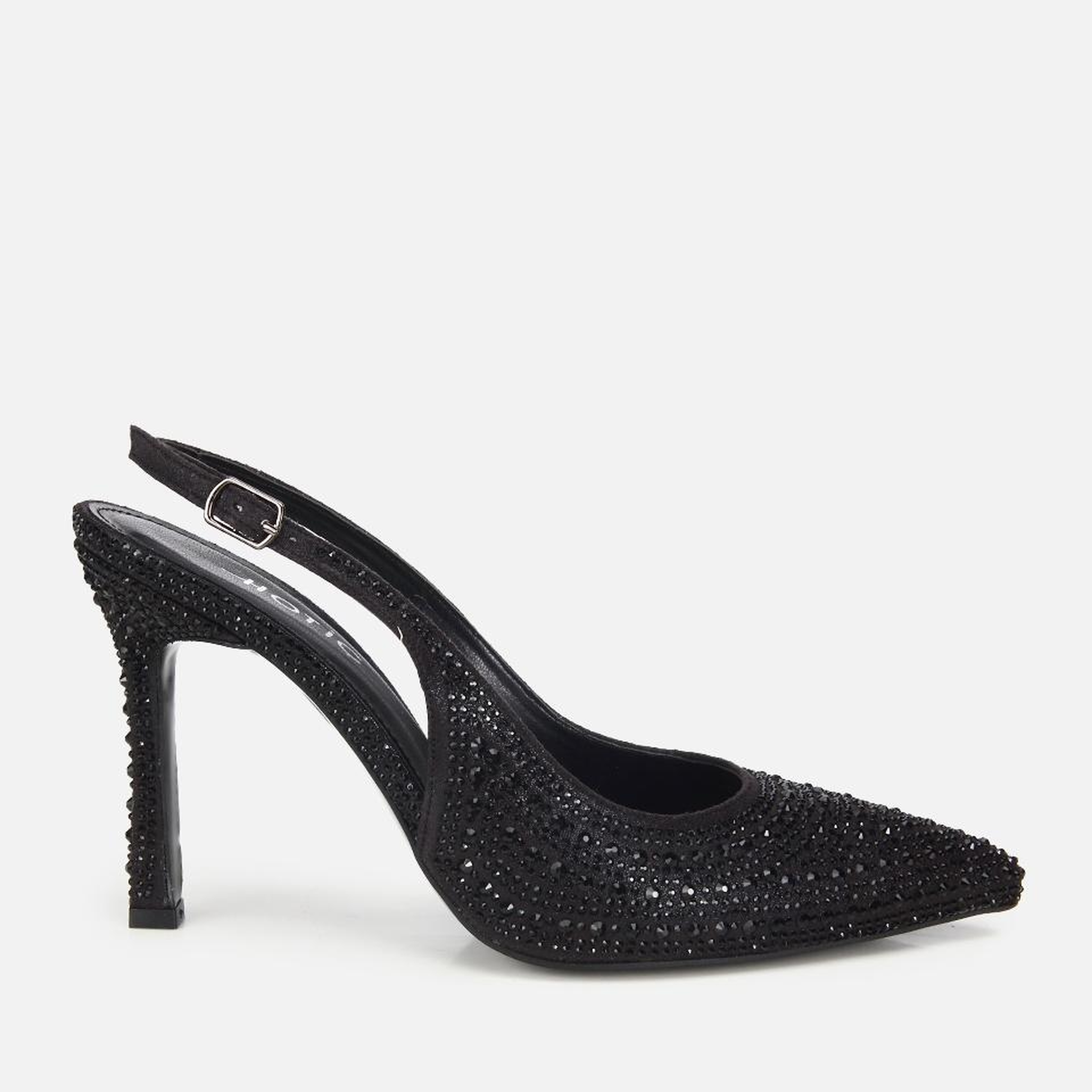 Kadın  Siyah Taşlı Arkası Açık Stiletto