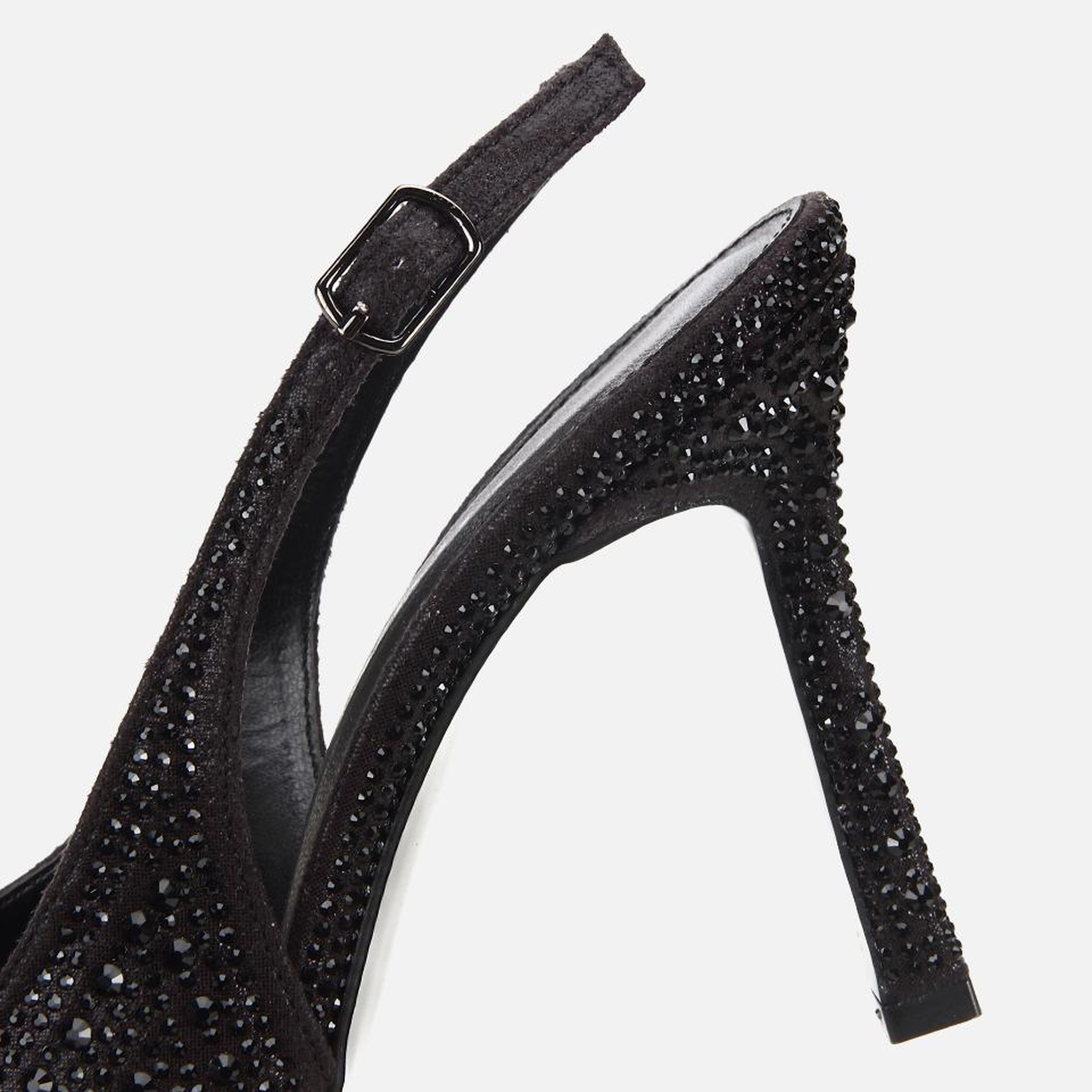 Kadın  Siyah Taşlı Arkası Açık Stiletto
