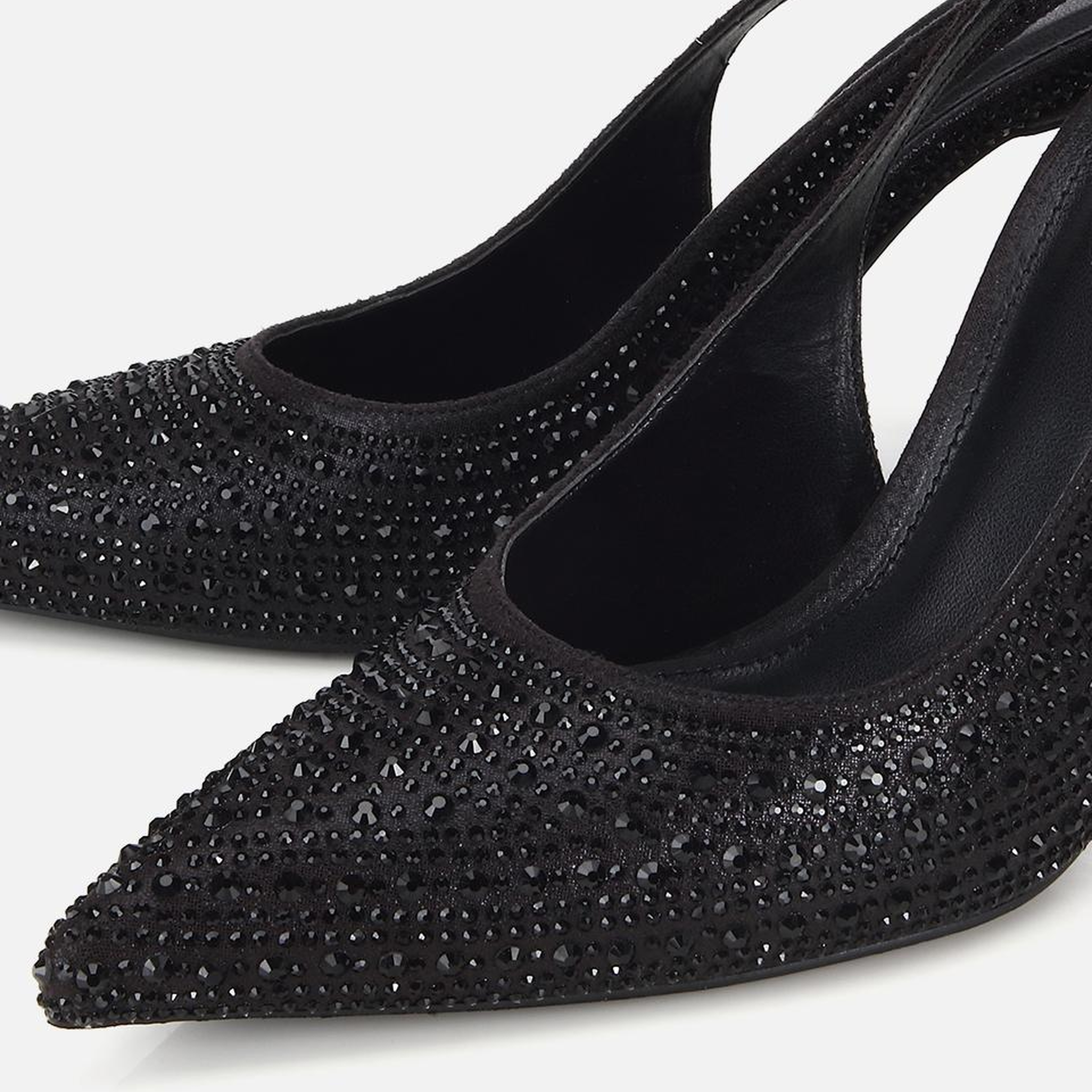 Kadın  Siyah Taşlı Arkası Açık Stiletto