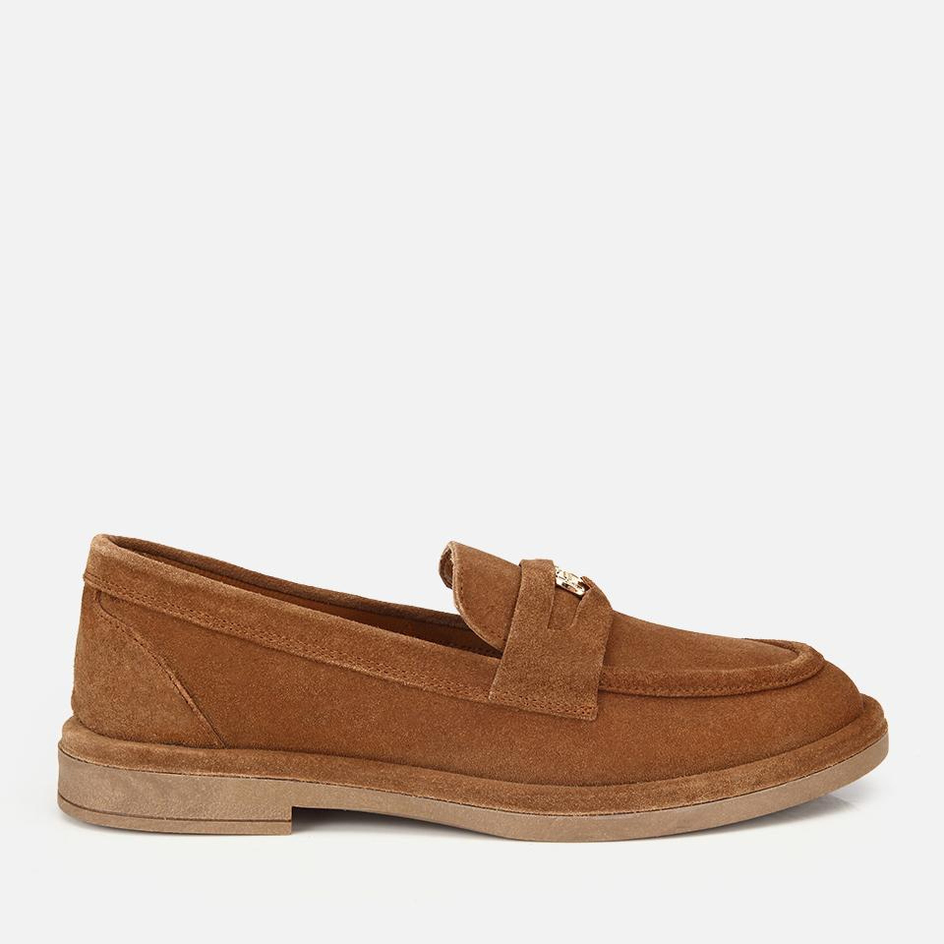 Kadın Süet Deri Taba Tokalı Klasik Loafer