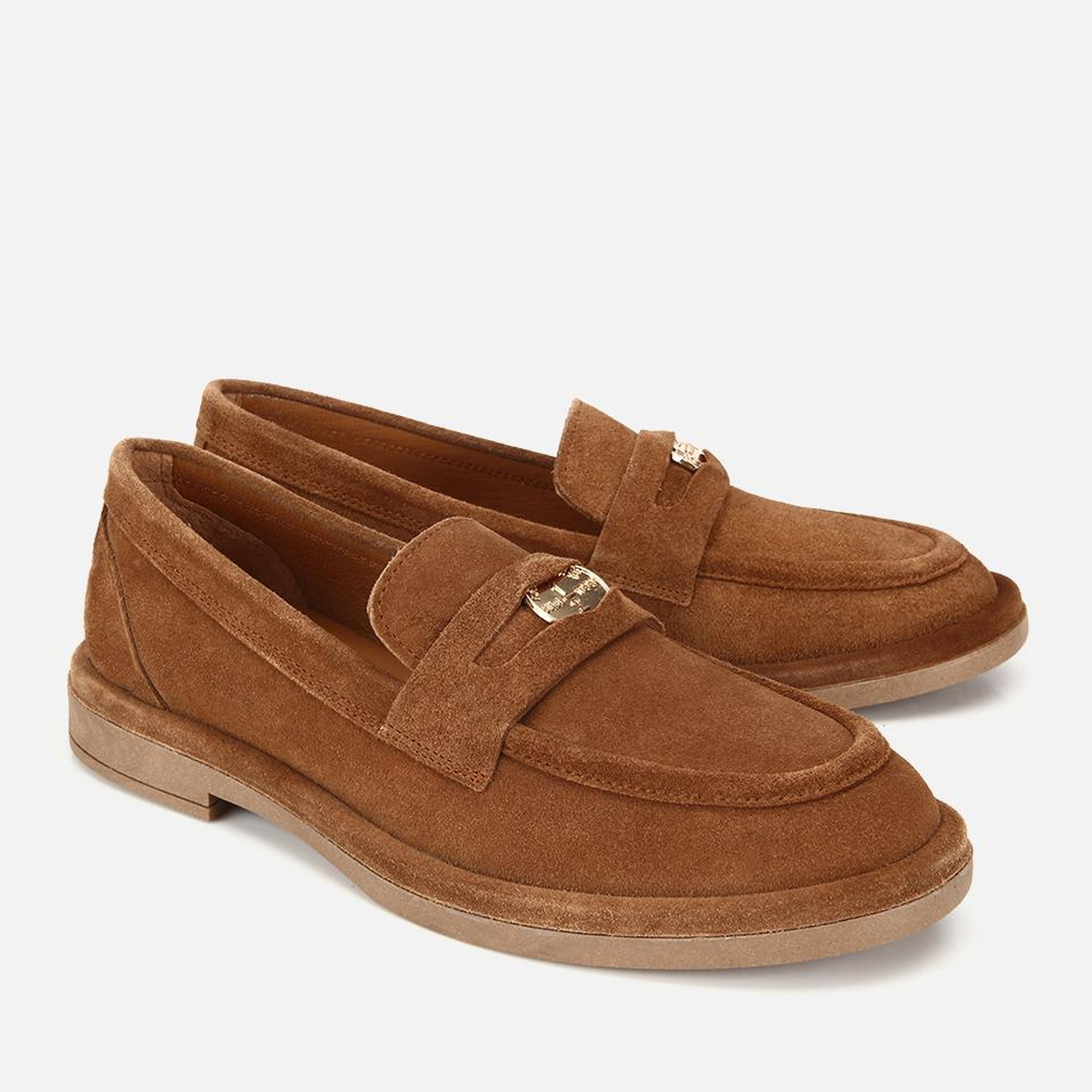 Kadın Süet Deri Taba Tokalı Klasik Loafer