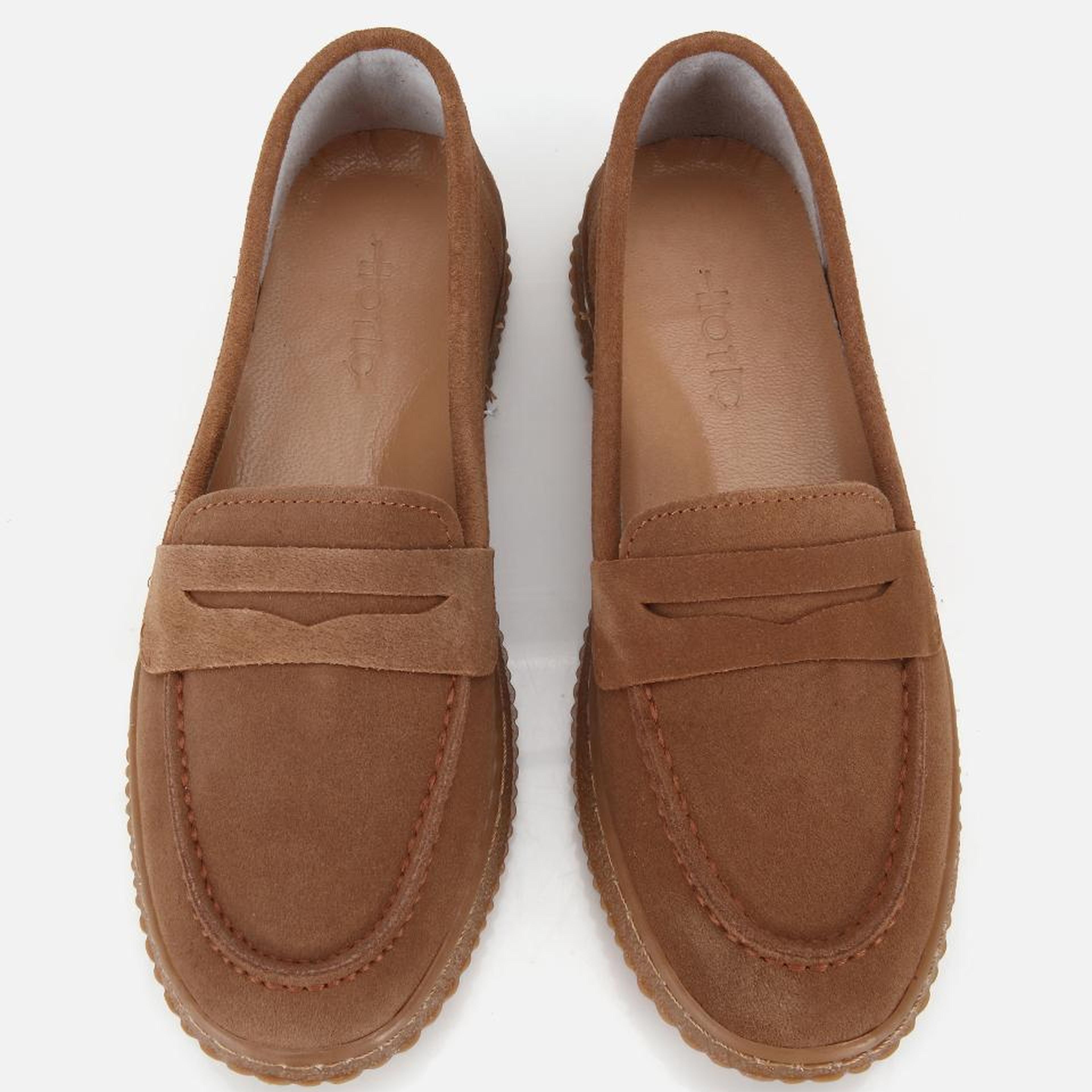 Kadın Süet Deri Taba Yumuşak Tabanlı Günlük Loafer