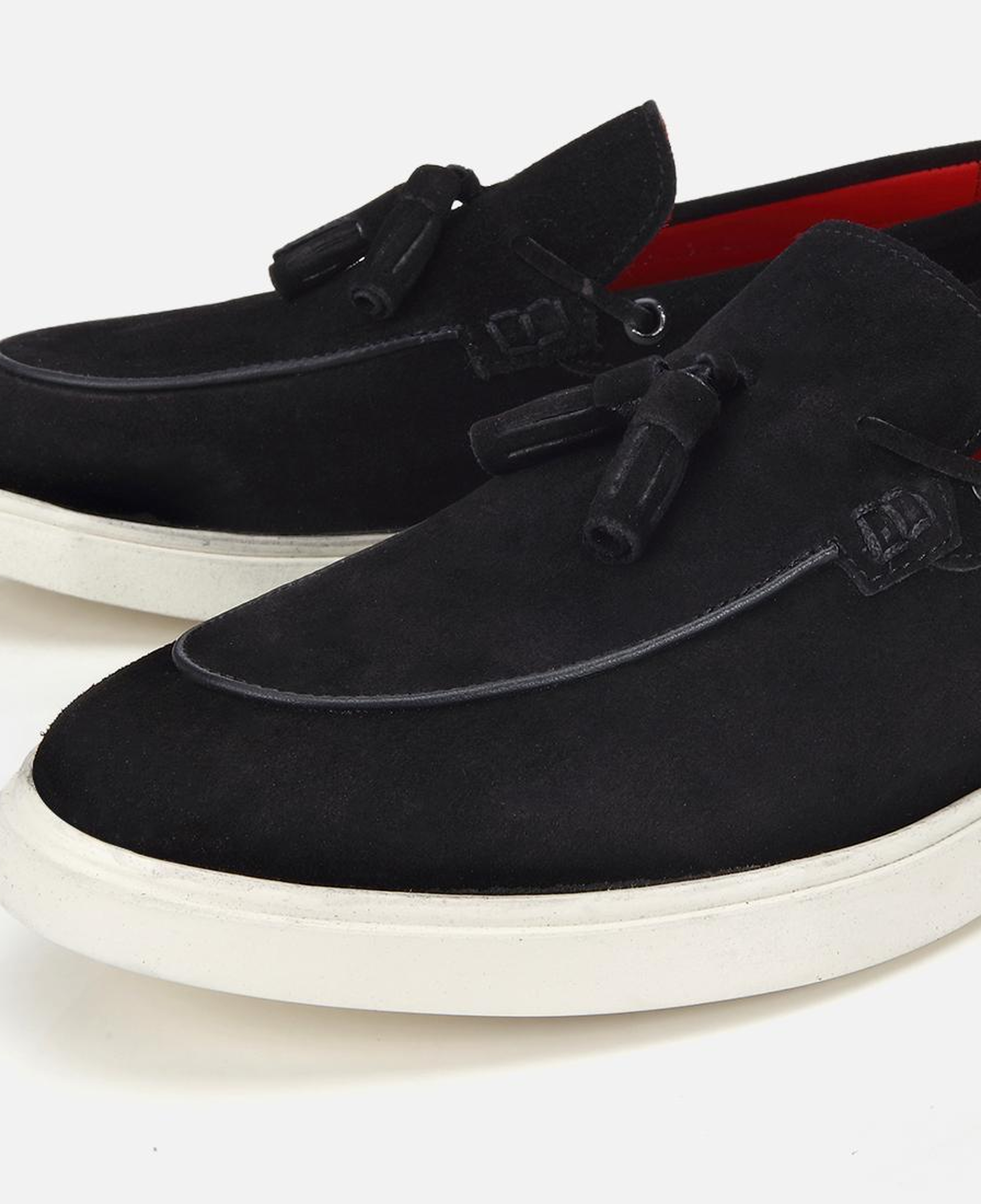 Erkek Süet Deri Siyah Püskül Detaylı Günlük Loafer