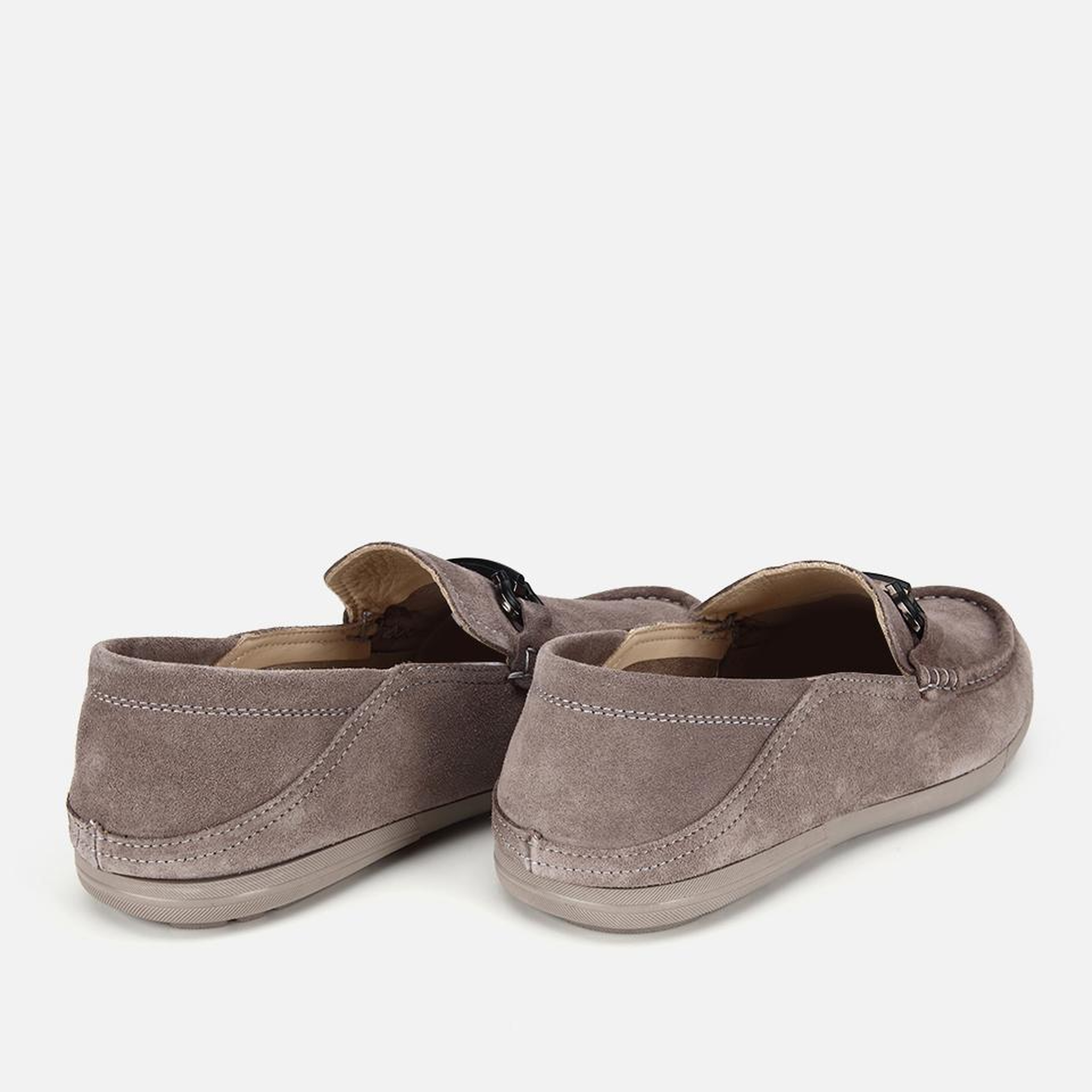 Erkek Süet Deri Gri Toka Detaylı Comfort Loafer Ayakkabı