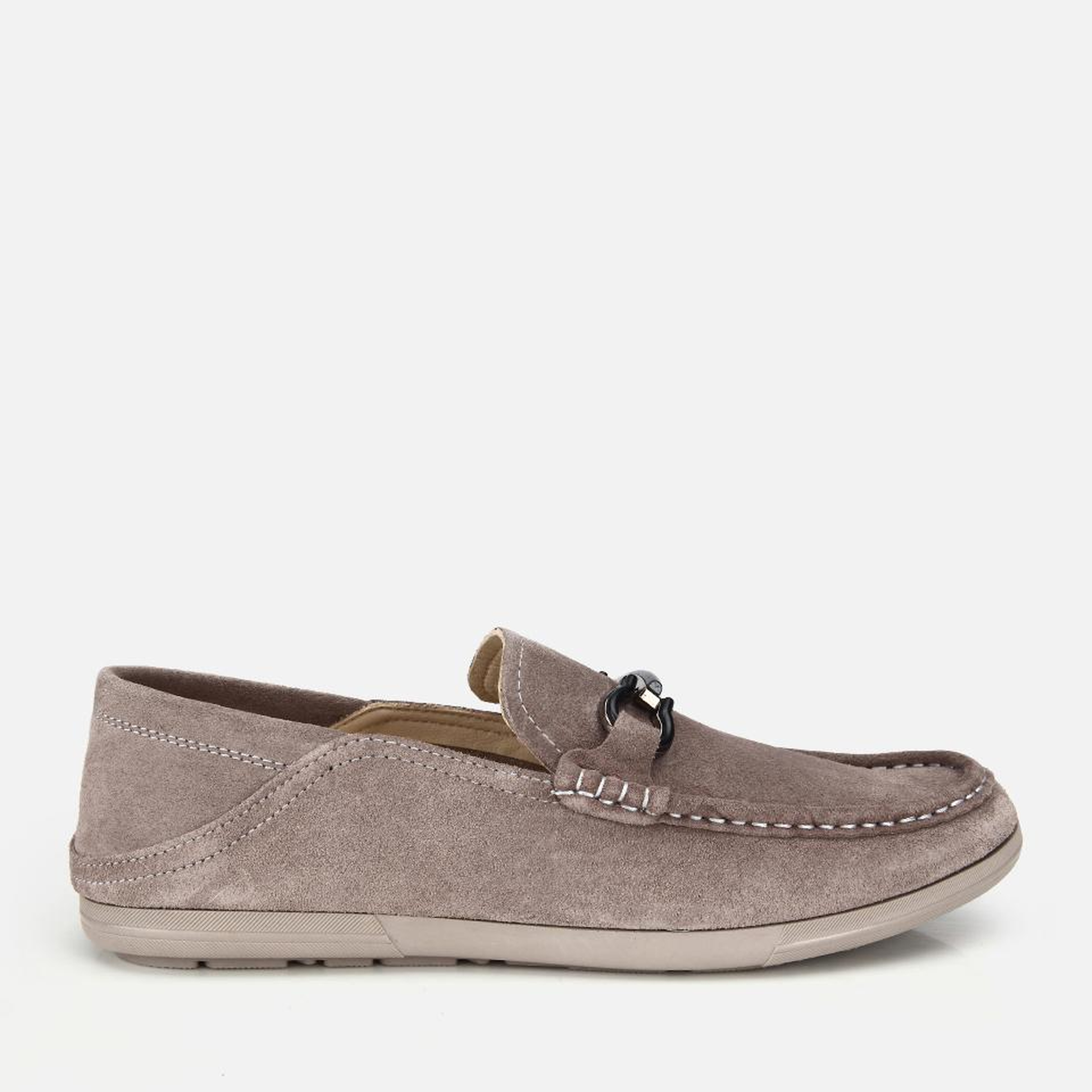 Erkek Süet Deri Gri Toka Detaylı Comfort Loafer Ayakkabı
