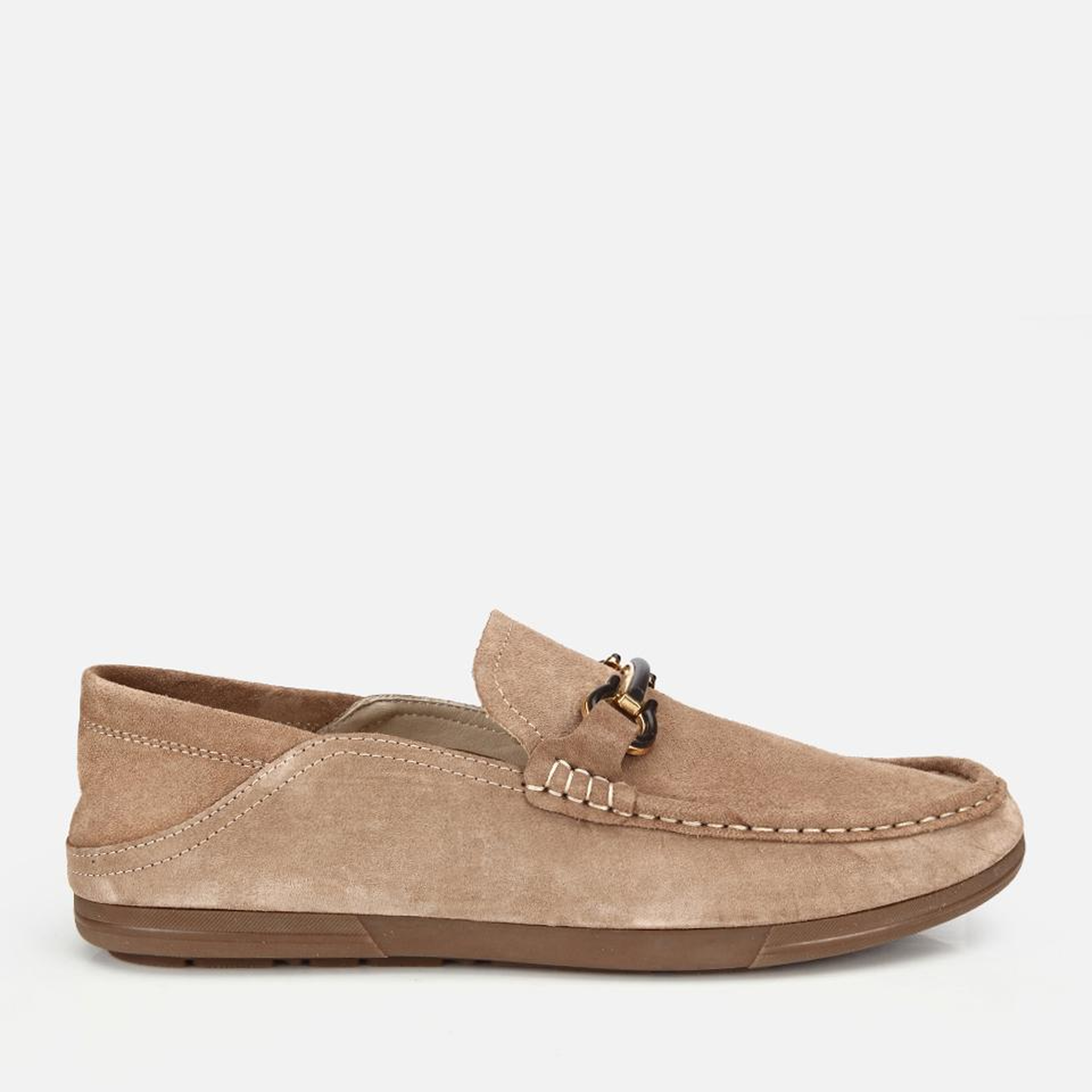 Erkek Süet Deri Bej Toka Detaylı Comfort Loafer Ayakkabı
