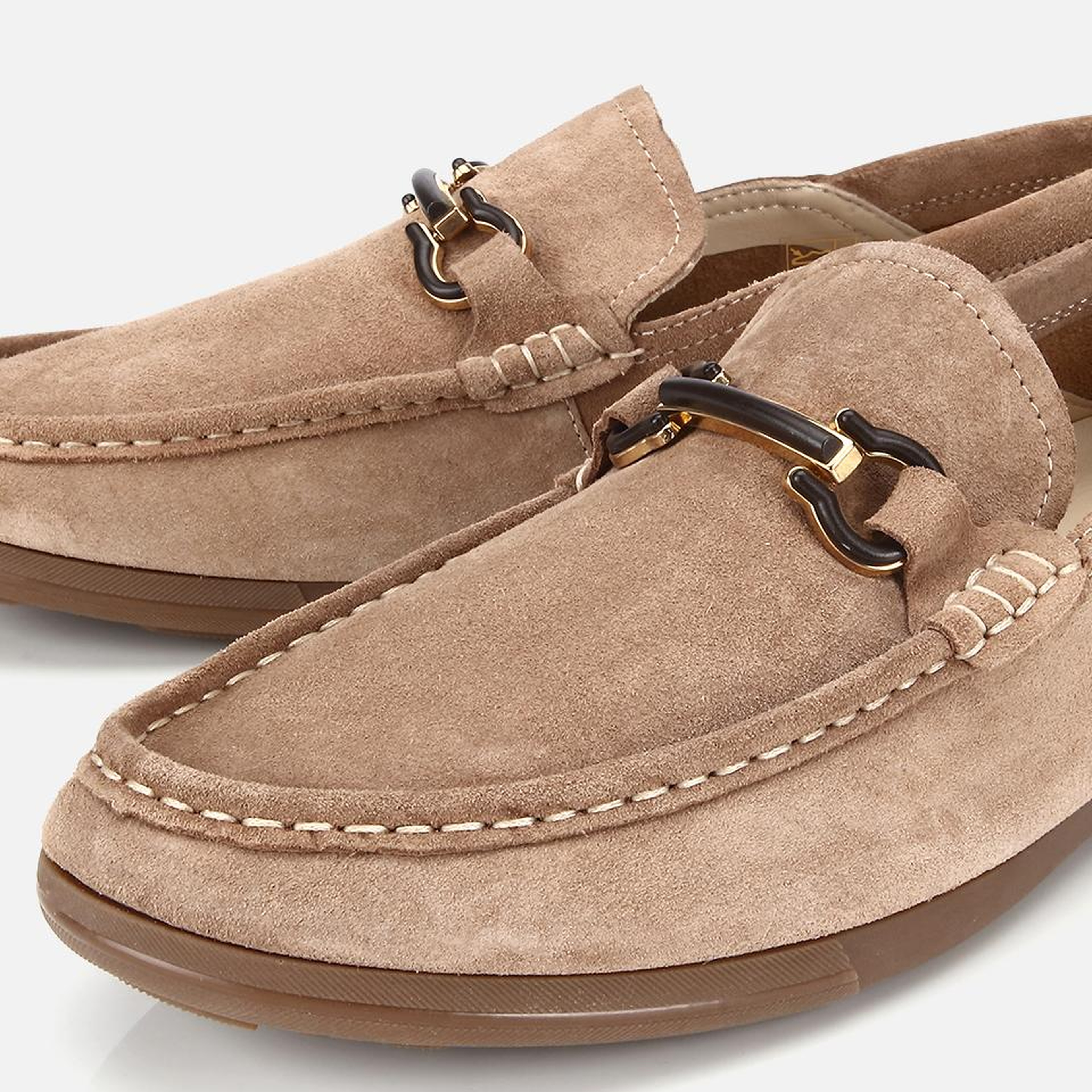 Erkek Süet Deri Bej Toka Detaylı Comfort Loafer Ayakkabı