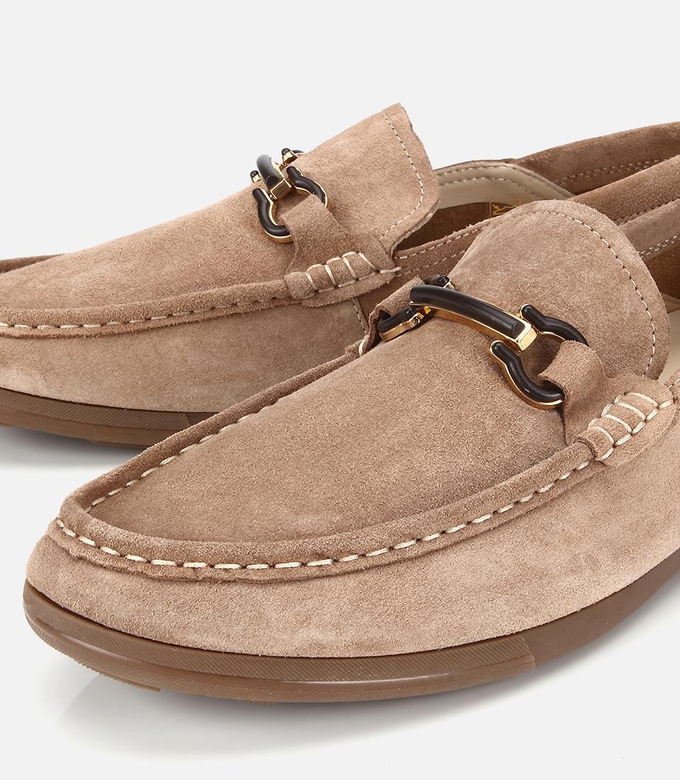 Erkek Süet Deri Bej Toka Detaylı Comfort Loafer Ayakkabı