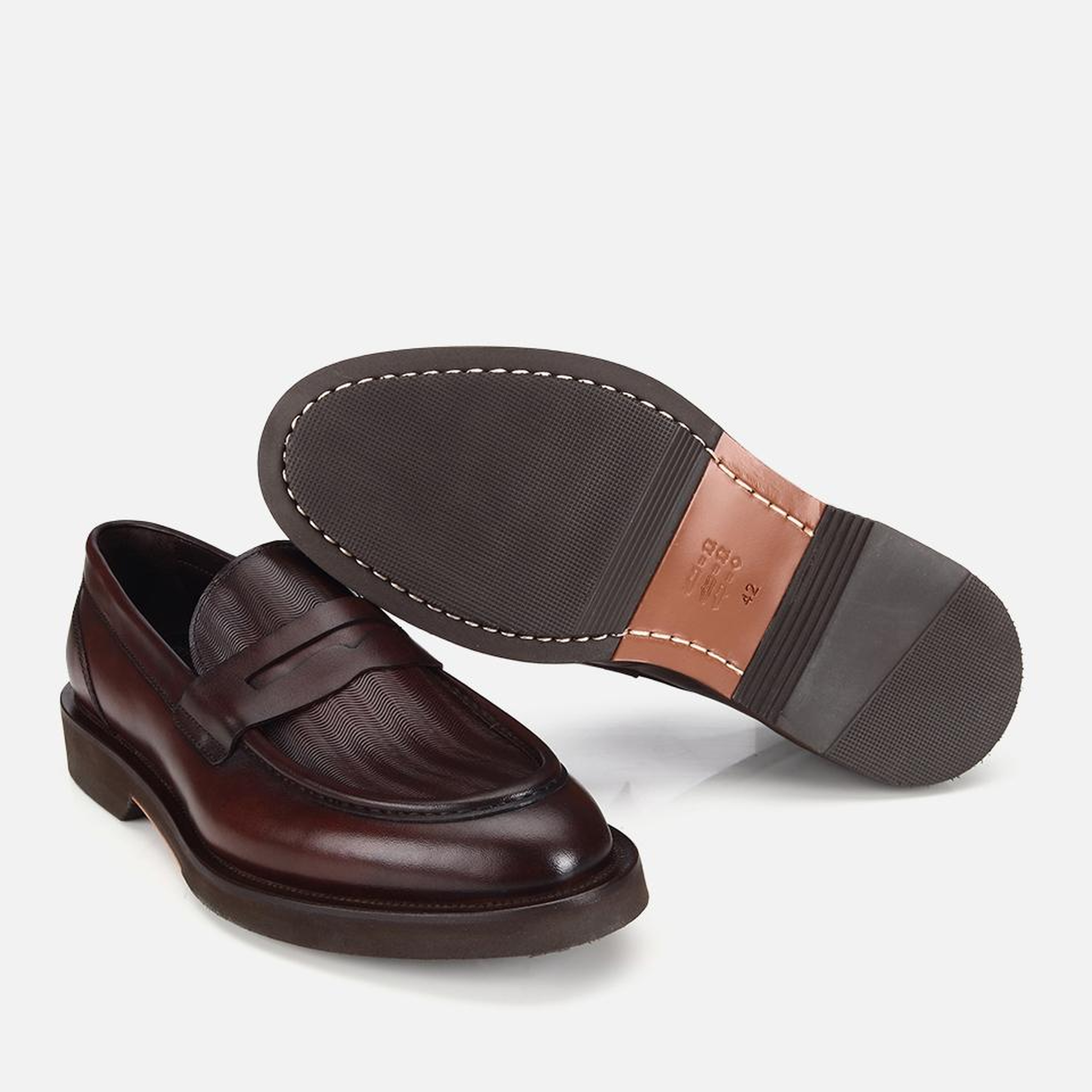 Erkek Deri Kahverengi Kalın Tabanlı Klasik Loafer