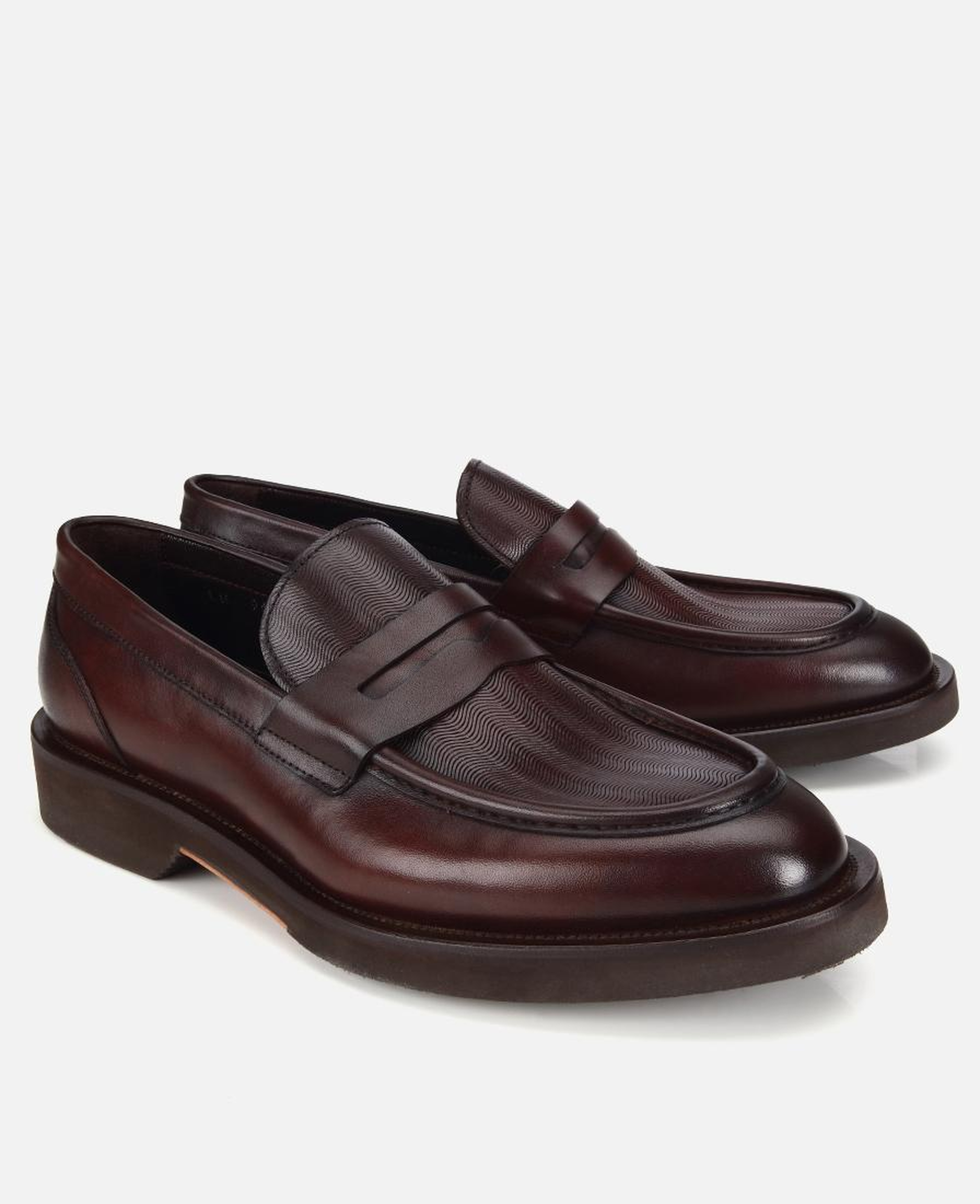Erkek Deri Kahverengi Kalın Tabanlı Klasik Loafer