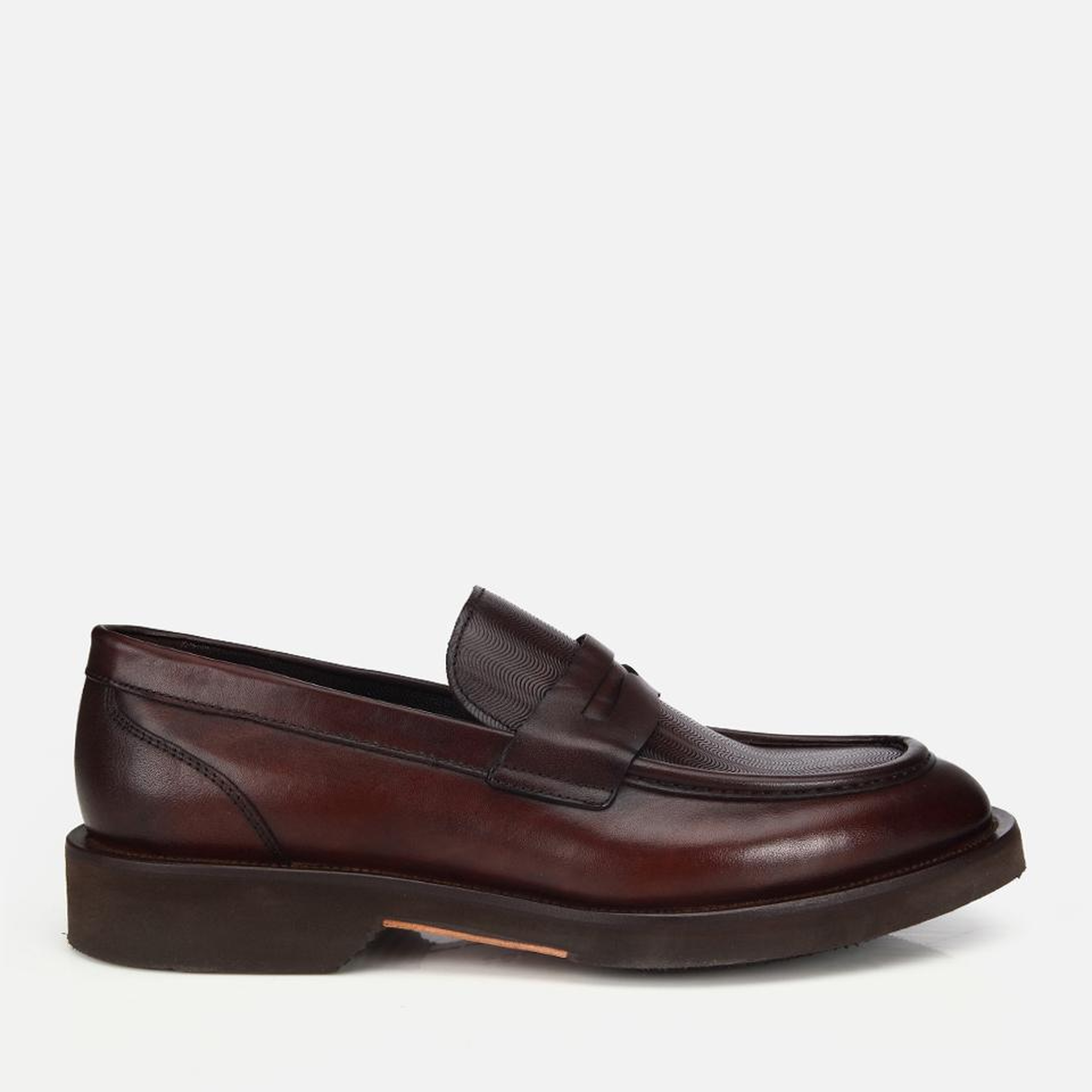 Erkek Deri Kahverengi Kalın Tabanlı Klasik Loafer