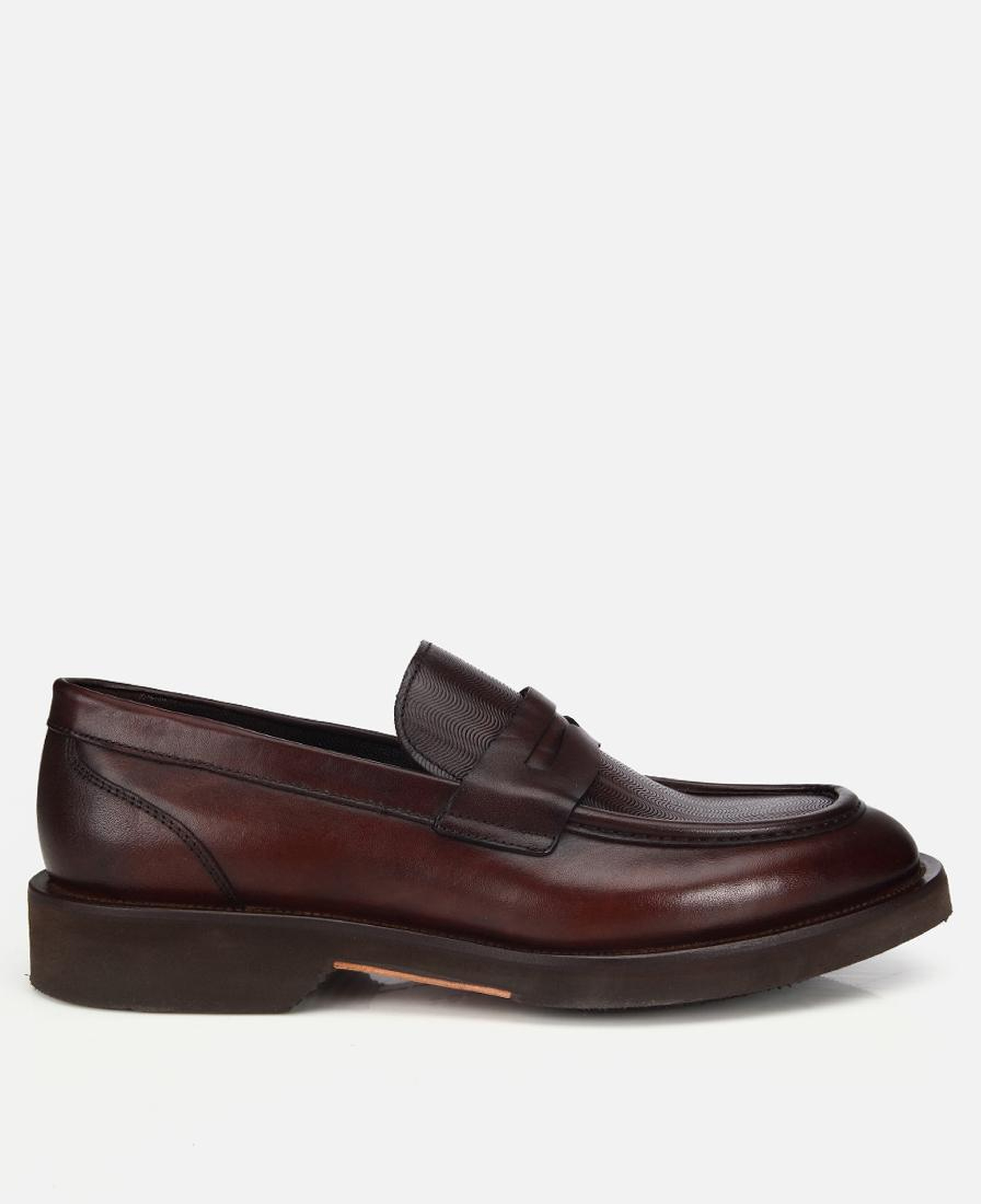Erkek Deri Kahverengi Kalın Tabanlı Klasik Loafer
