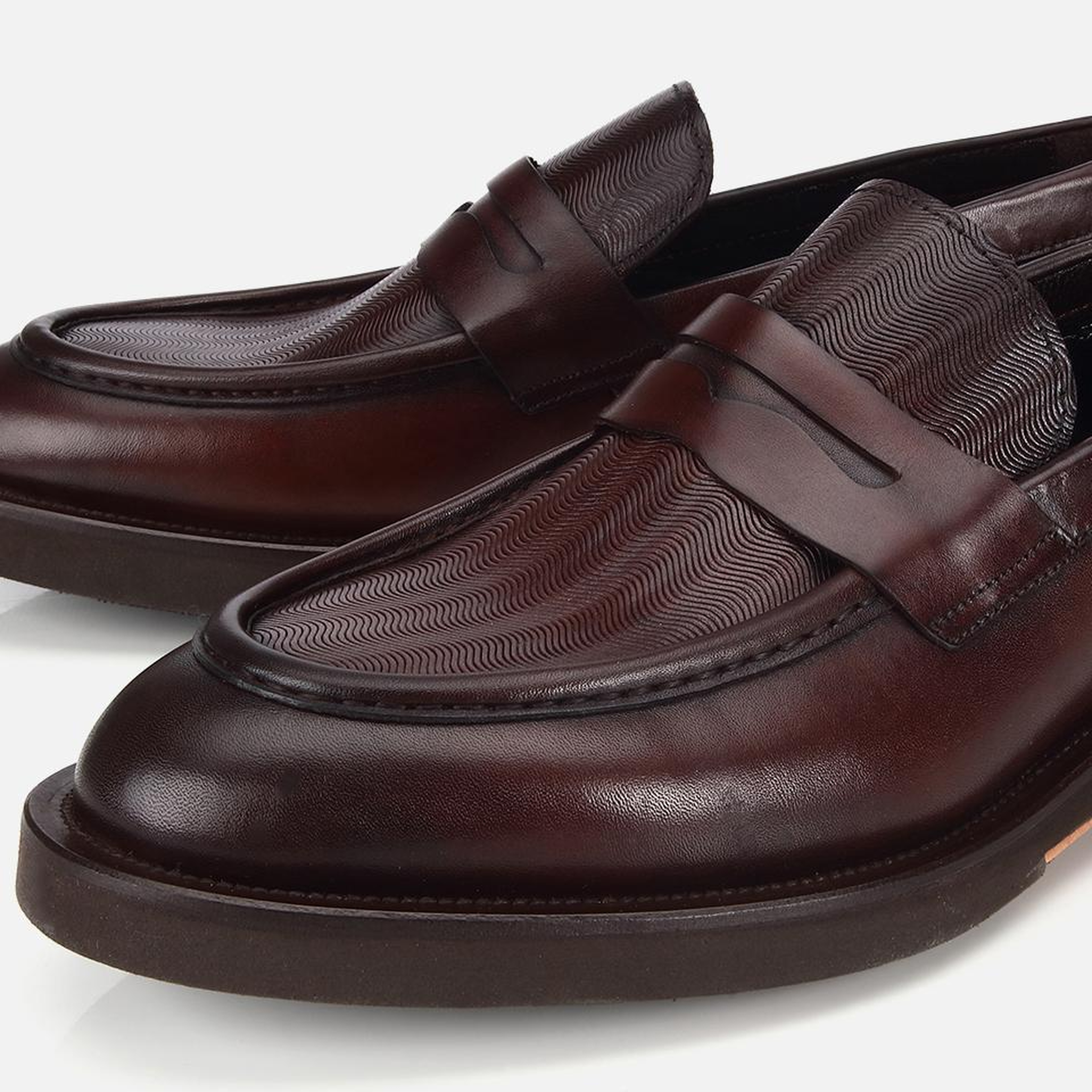 Erkek Deri Kahverengi Kalın Tabanlı Klasik Loafer