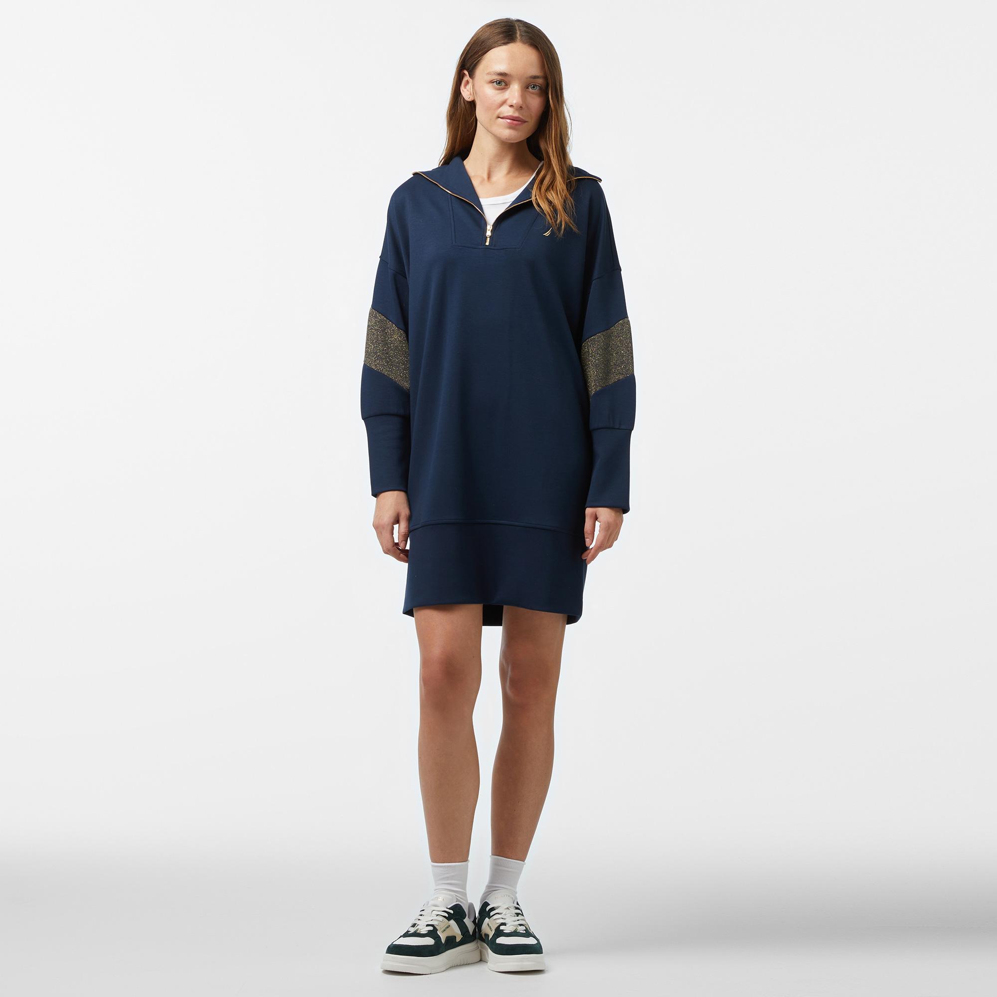 Nautica Kadın Lacivert Uzun Kollu Regular Fit Elbise