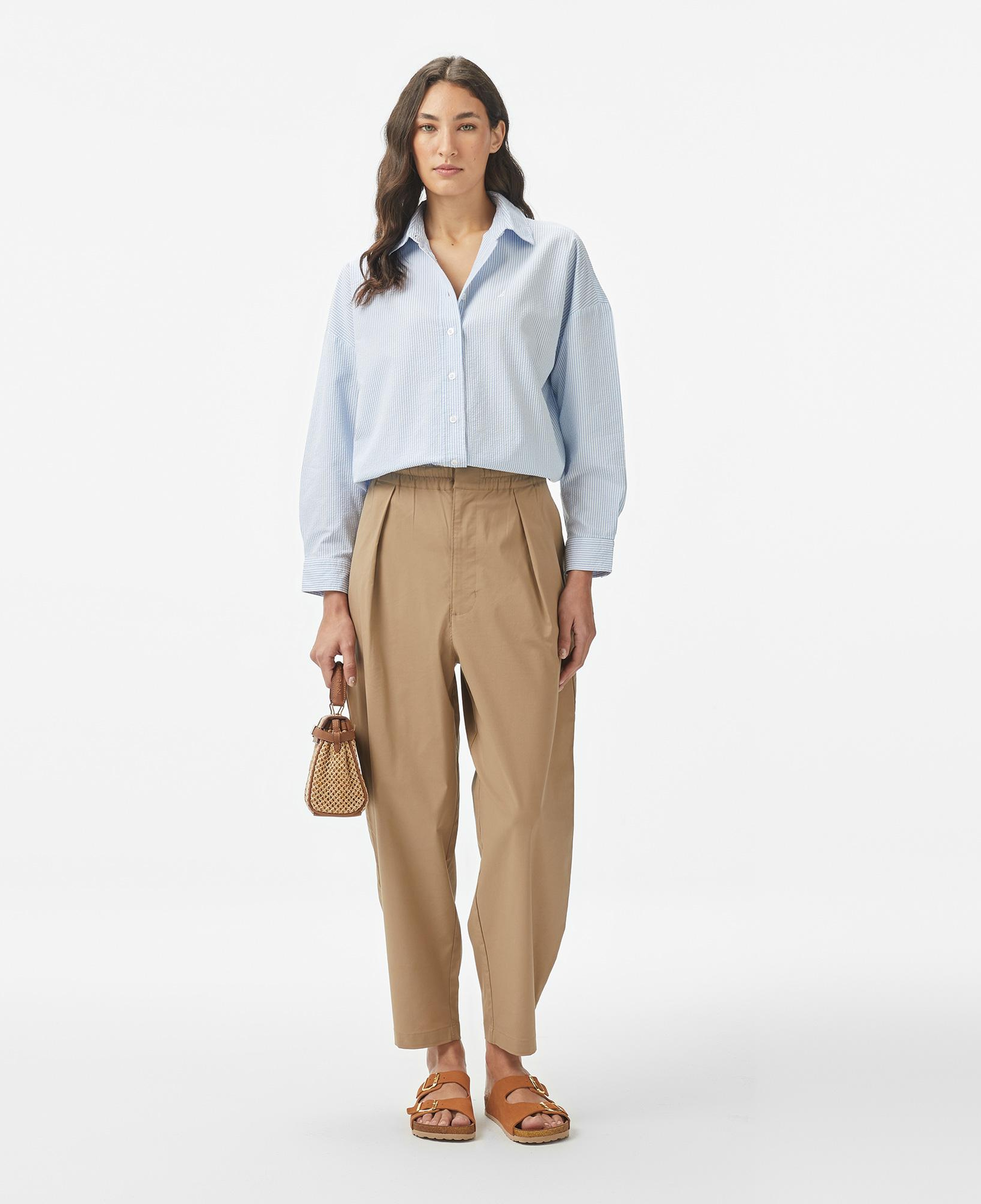 Nautica Kadın Mavi Regular Fit Çizgili Gömlek