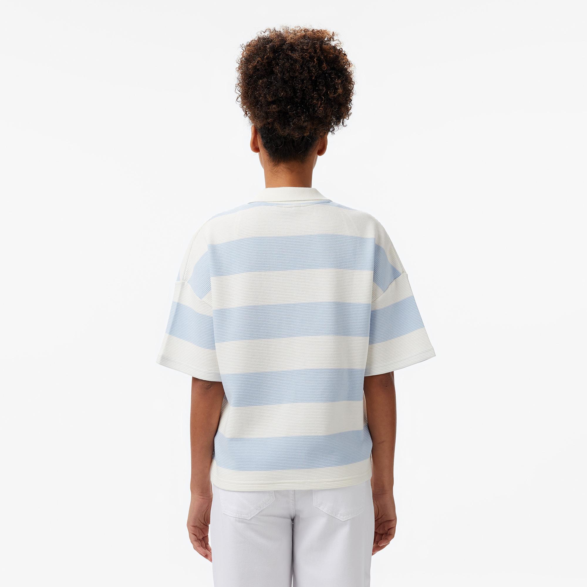 Nautica Kadın Mavi Regular Fit Çizgili Polo Yaka T-Shirt