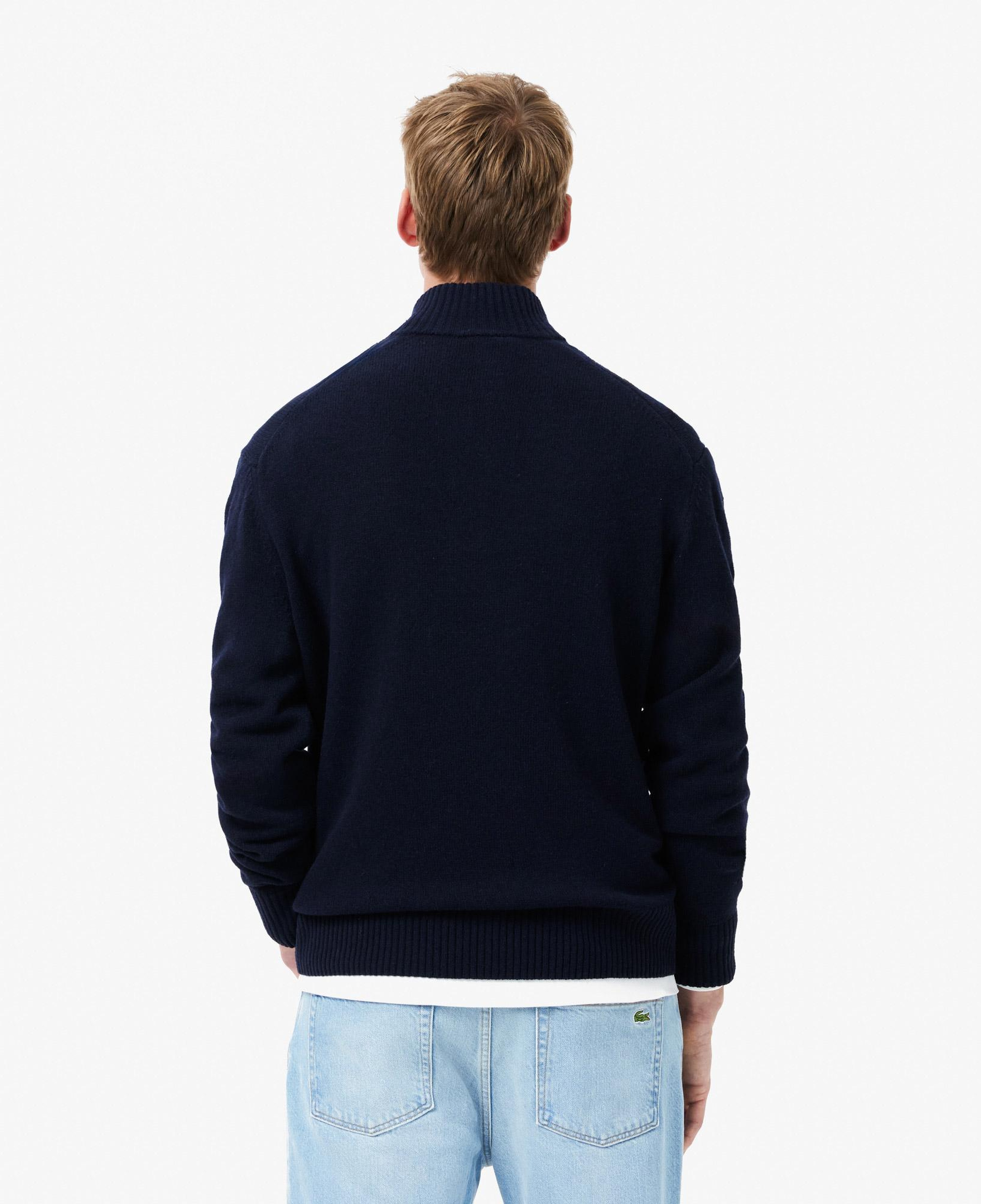 Lacoste Erkek Classic Fit Yarım Fermuarlı Yün Lacivert Kazak