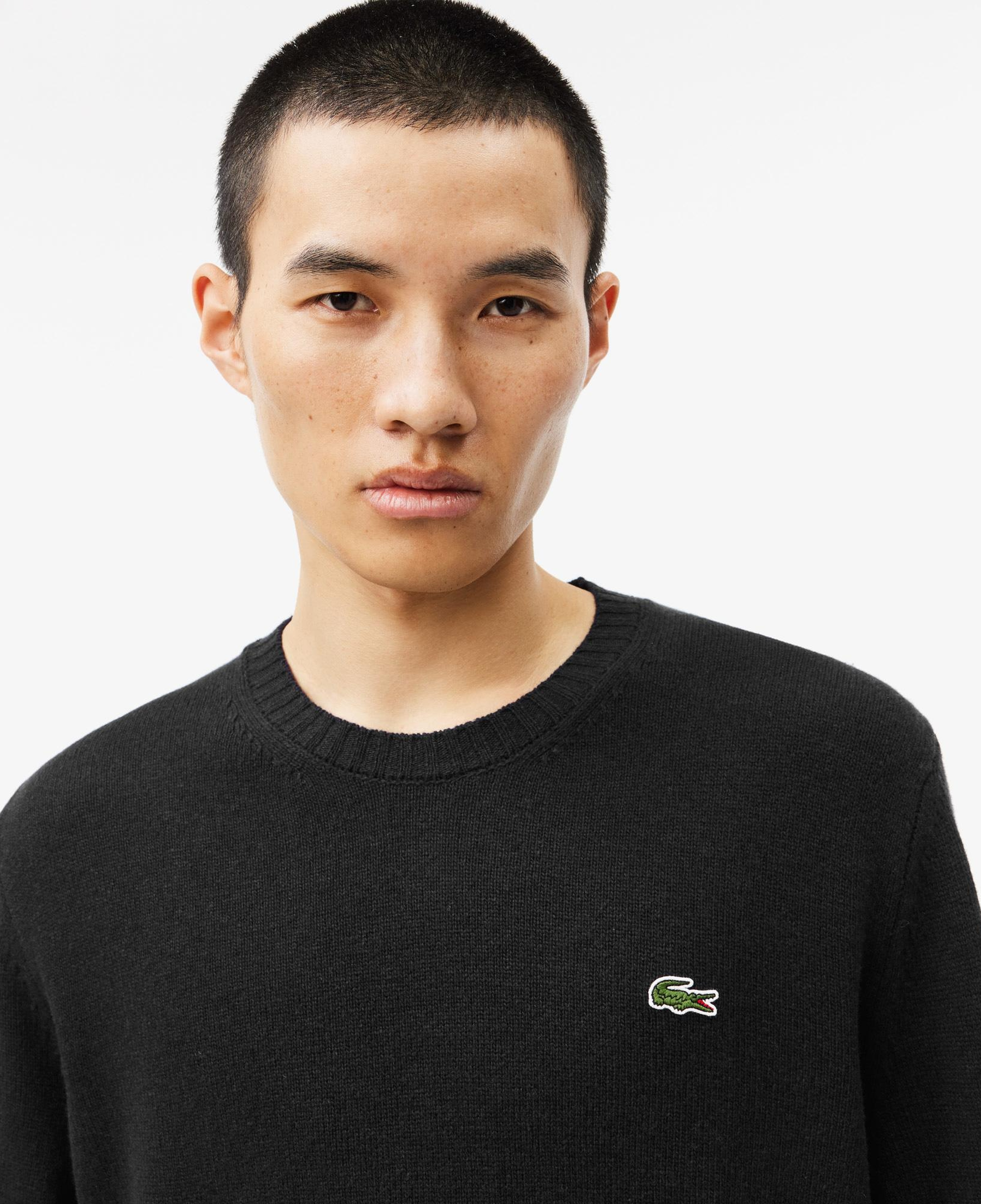 Lacoste Erkek Classic Fit Bisiklet Yaka Siyah Kazak