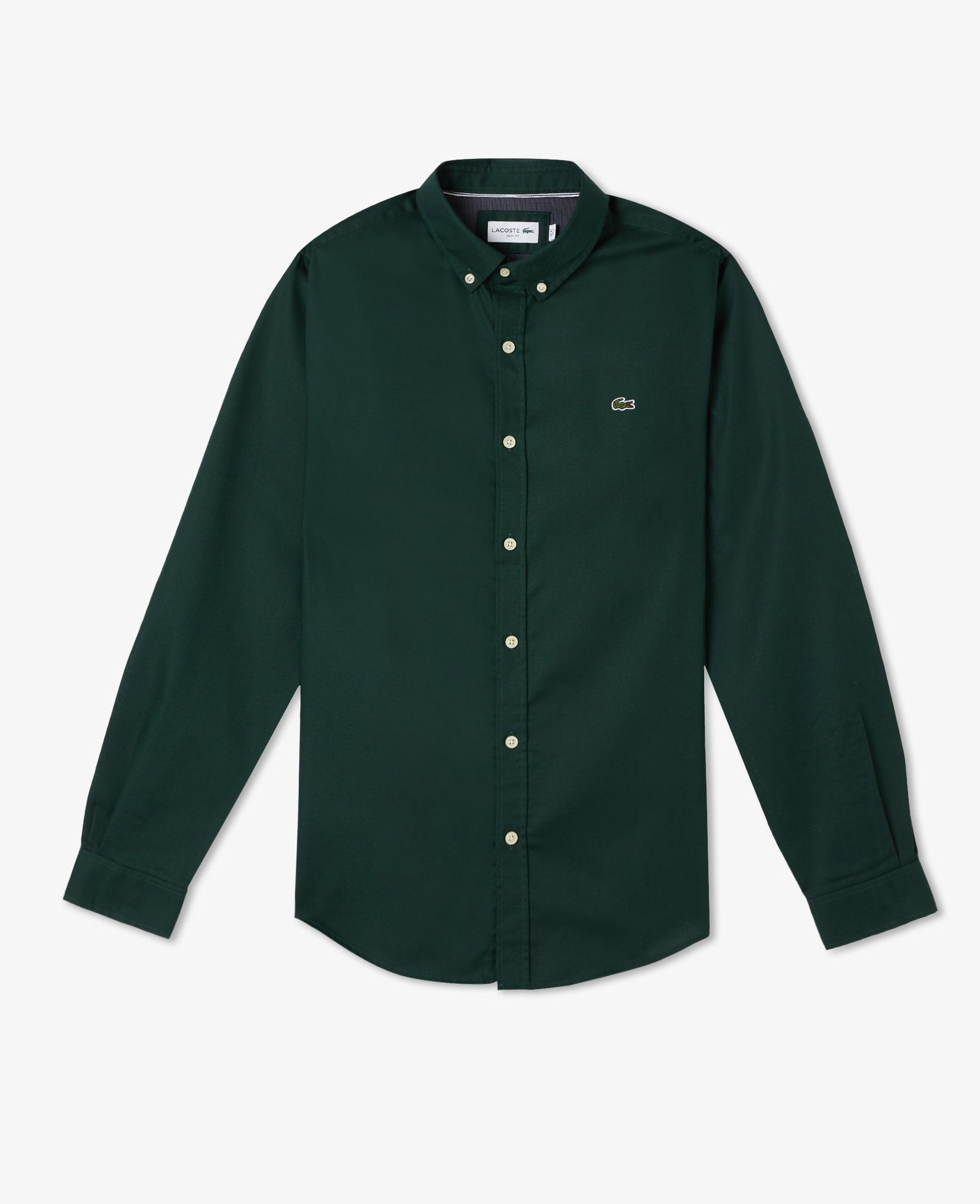 Lacoste Erkek Slim Fit Düğmeli Yaka Koyu Yeşil Gömlek