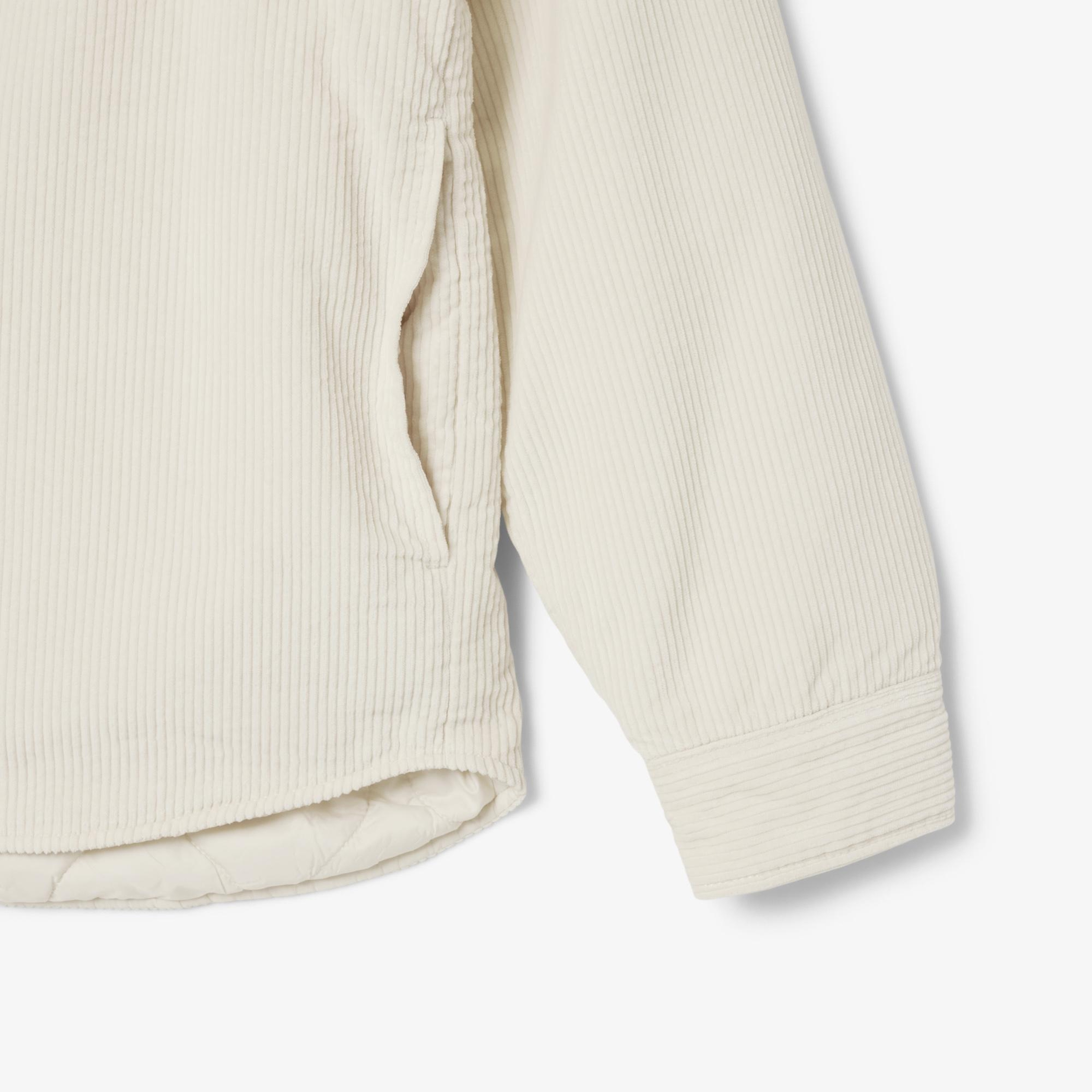 Lacoste Erkek Relaxed Fit Kadife Krem Dış Gömlek