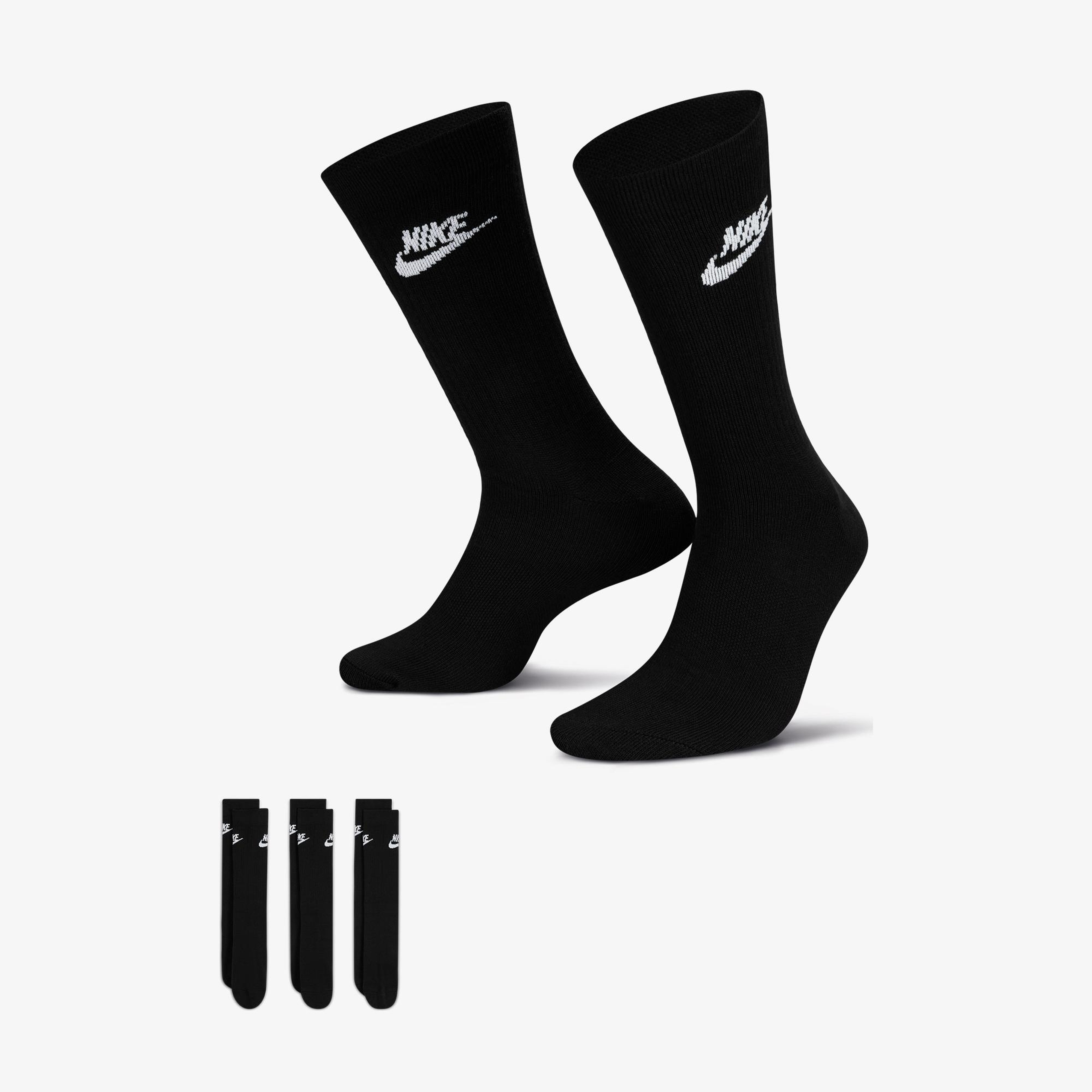 Nike Sportswear Everyday Essential Cr 3'lü Unisex Siyah Çorap