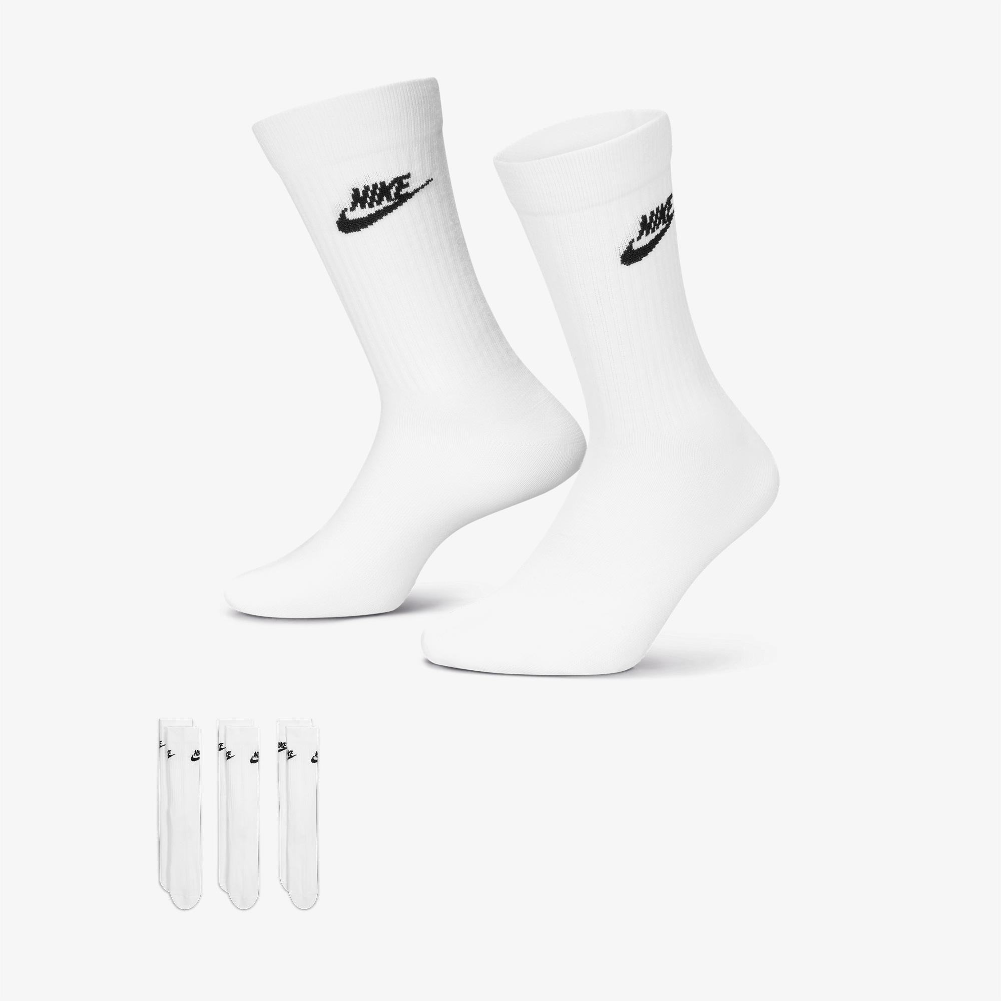 Nike Sportswear Everyday Essential Cr 3'lü Unisex Beyaz Çorap