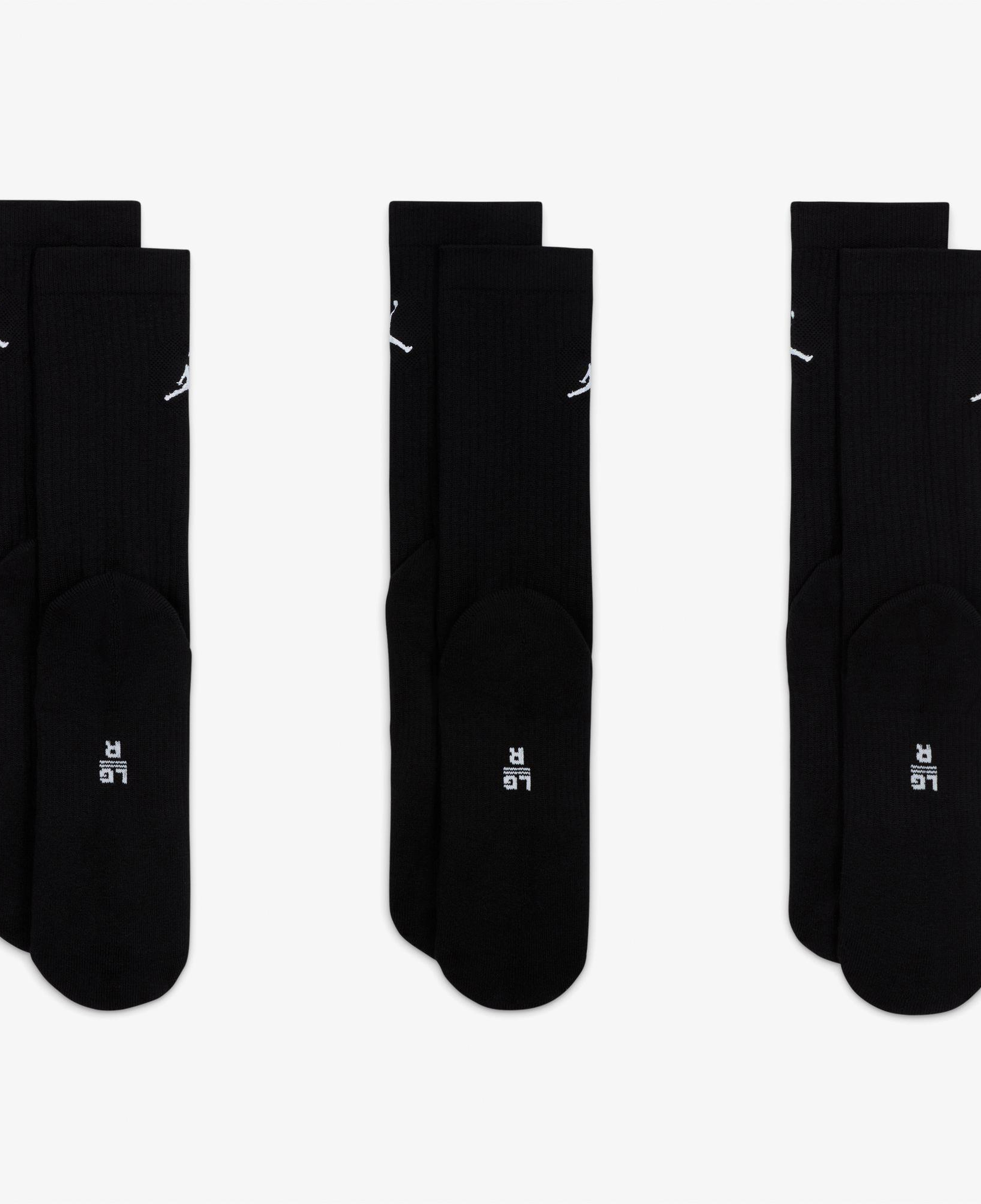 Jordan Cush Poly 3' lü Unisex Siyah Çorap