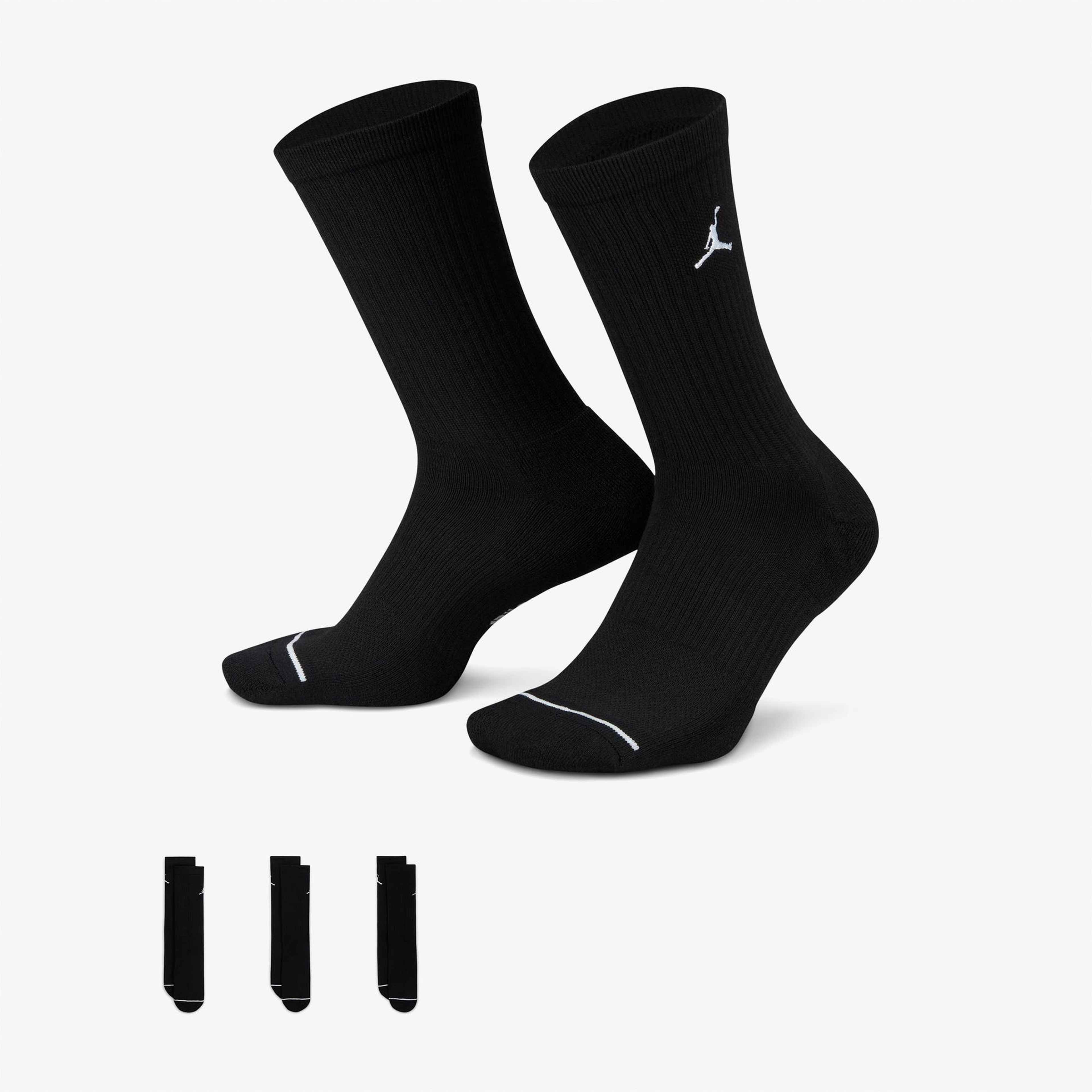 Jordan Cush Poly 3' lü Unisex Siyah Çorap